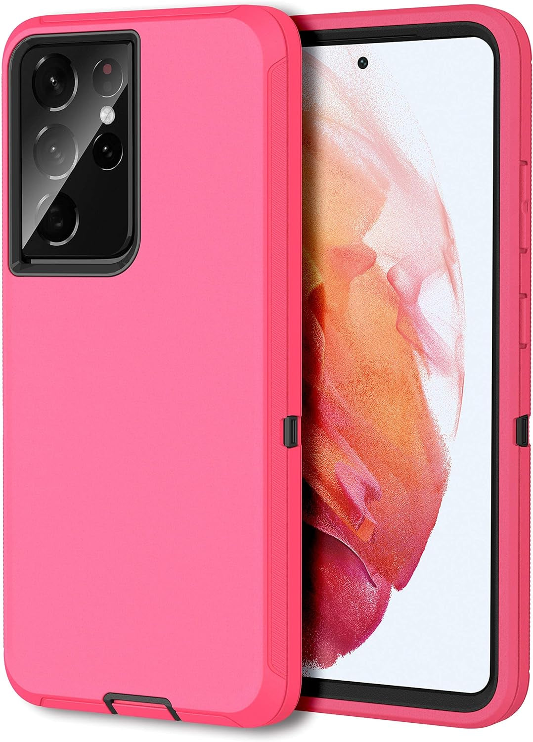 MXX Case Compatible with Galaxy S21 Ultra, 3-Layer Super Full Heavy Duty Body Bumper Cover/Shock Protection/Dust Proof, Designed for Samsung Galaxy S21 Ultra 5G (6.8 Inch) 2021 - (Orange/Gray)  MXx Accessories inc Pink/Black Galaxy S21 Ultra 5G (6.8 Inch) 