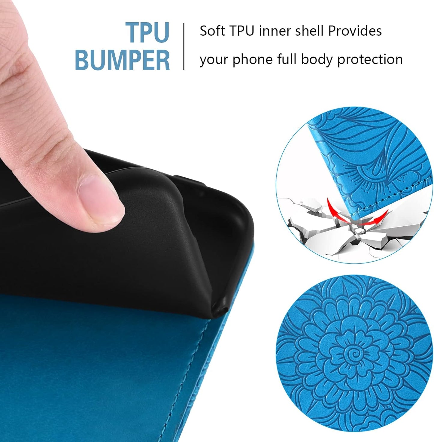 Compatible with LG G8 Thinq Wallet Case and Tempered Glass Screen Protector Card Holder Stand Leather Flip Cell Accessories Phone Cover for LGG8 Thin Q G 8 LG8 G8Thinq Lgg8Thinq 8G Women Men Blue  Asuwish   