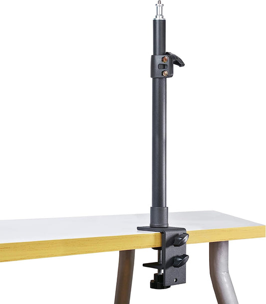 Tabletop Light Stand, Riqiorod Adjustable Desk Mount Stand with 1/4Inch Screw for Selfie LED Ring Light/Led Panel, Desktop Light Stand for Make Up, Selfie, Microphone, Youtube, Live Show  Riqiorod   