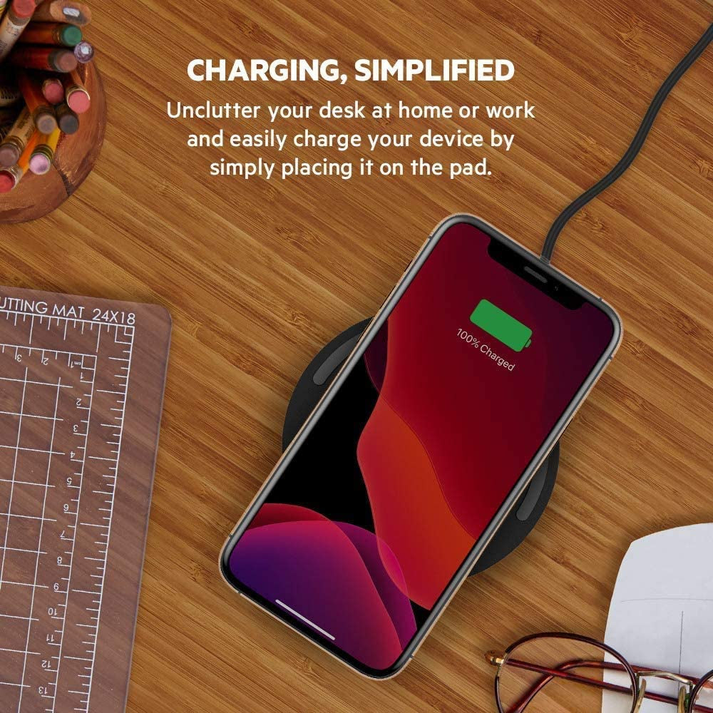 Belkin Quick Charge Wireless Charging Pad - 15W Qi-Certified Charger Pad for Iphone, Samsung Galaxy, Apple Airpods Pro & More - Charge While Listening to Music, Streaming Videos, & Video Calls - Black  Belkin   
