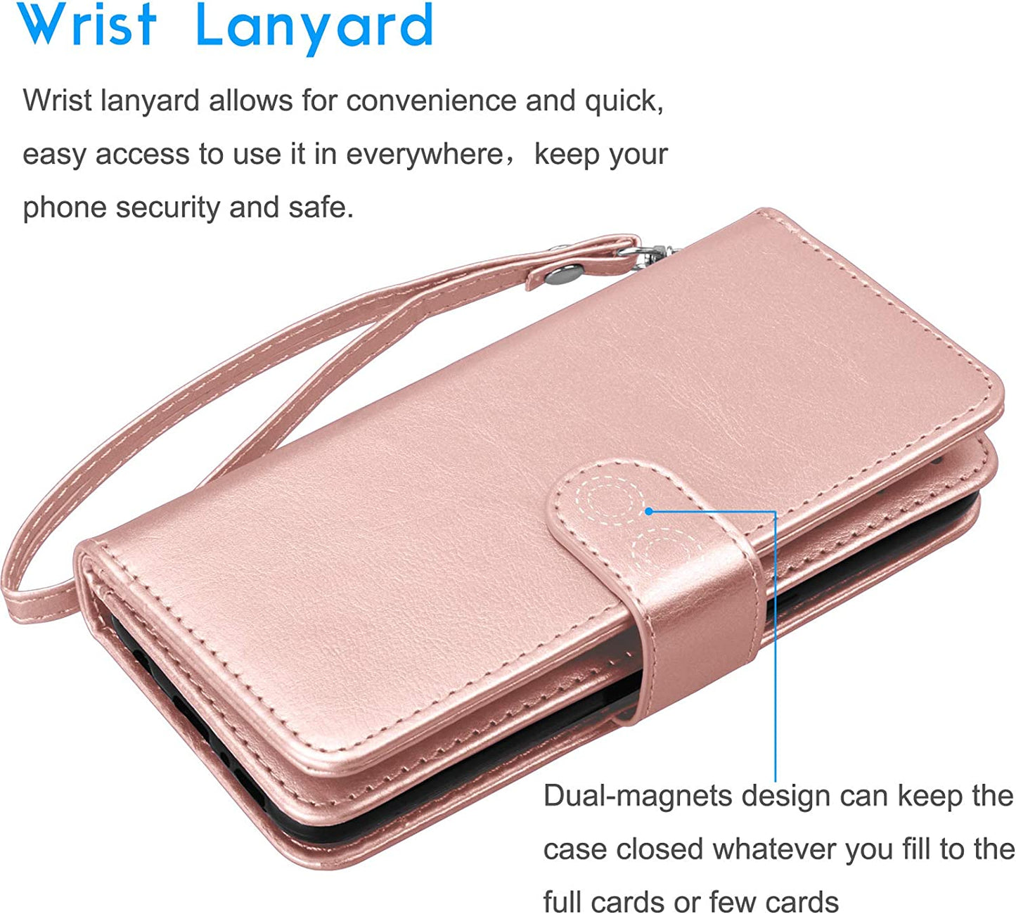 Tekcoo Wallet Case for LG G7 / LG G7 Thinq, PU Leather Luxury ID Cash Credit Card Slots Holder Purse Carrying Folio Flip Cover [Detachable Magnetic Hard Case] Kickstand - Rose Gold  Tekcoo   