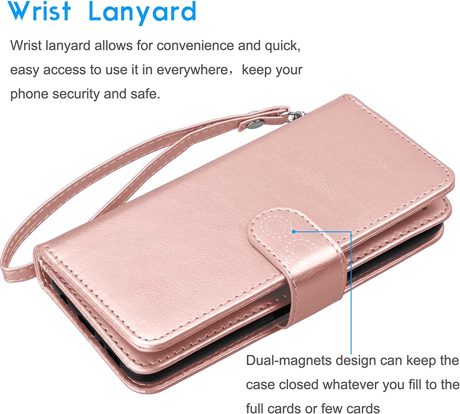 Tekcoo Wallet Case for LG G7 / LG G7 Thinq, PU Leather Luxury ID Cash Credit Card Slots Holder Purse Carrying Folio Flip Cover [Detachable Magnetic Hard Case] Kickstand - Rose Gold  Tekcoo   