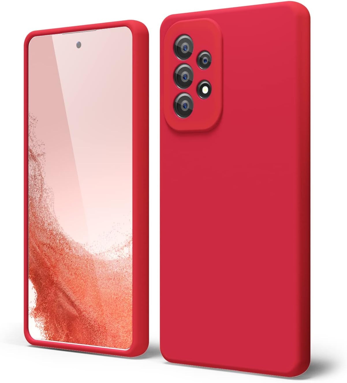 Oakxco for Samsung Galaxy A53 Phone Case Liquid Silicone, Cute Thin Slim Soft Rubber TPU Plain Smooth Gel Cover for Women Girl, Matte Solid Protective & Shockproof, Black  oakxco Red A53 