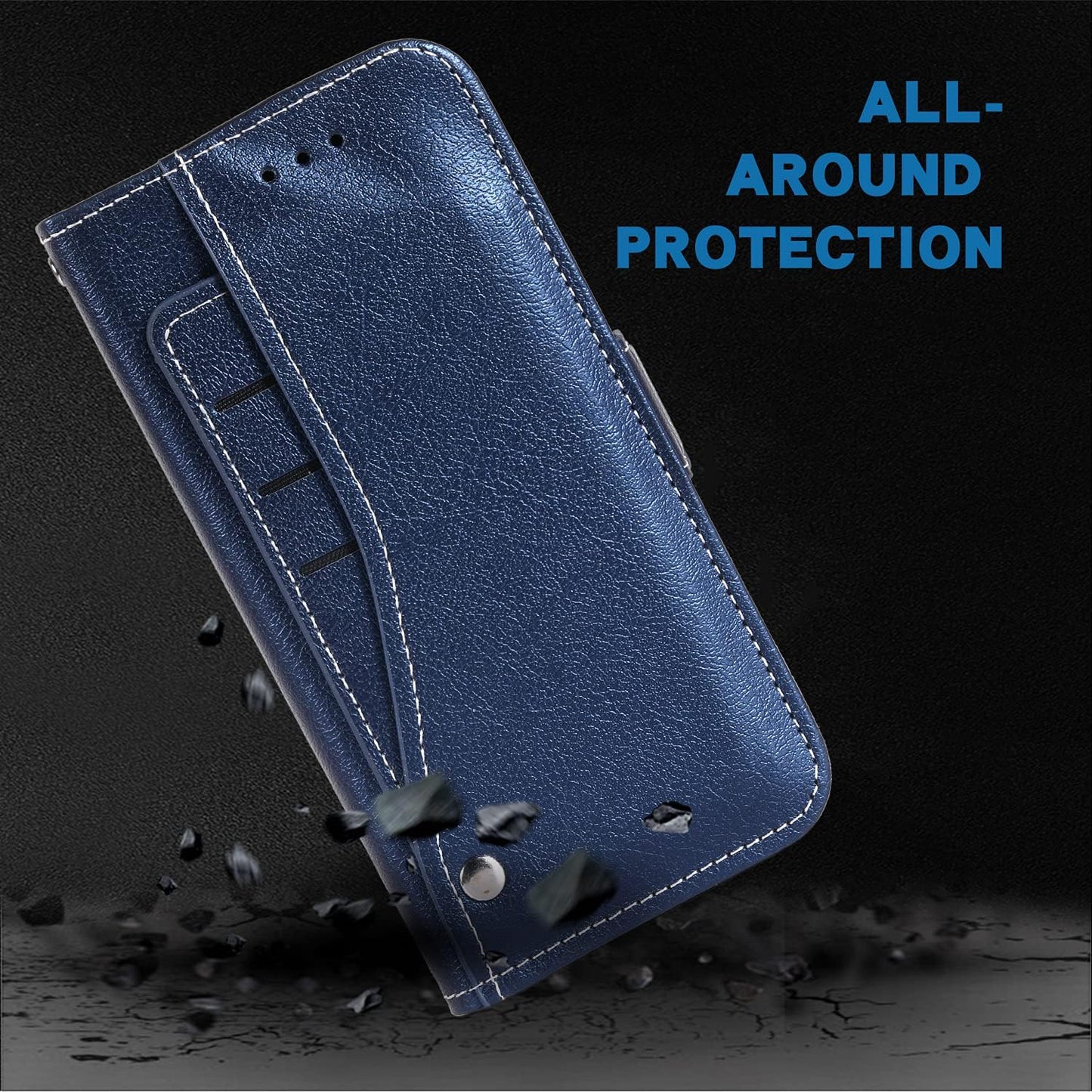 Asuwish Compatible with LG V35 Thinq V30 plus Wallet Case Wrist Strap Lanyard Leather Flip Cover Card Holder Stand Cell Accessories Phone Cases for LGV30 LGV35 LG30 LG35 V30 35 V30+ V30S H931 Blue  Asuwish   