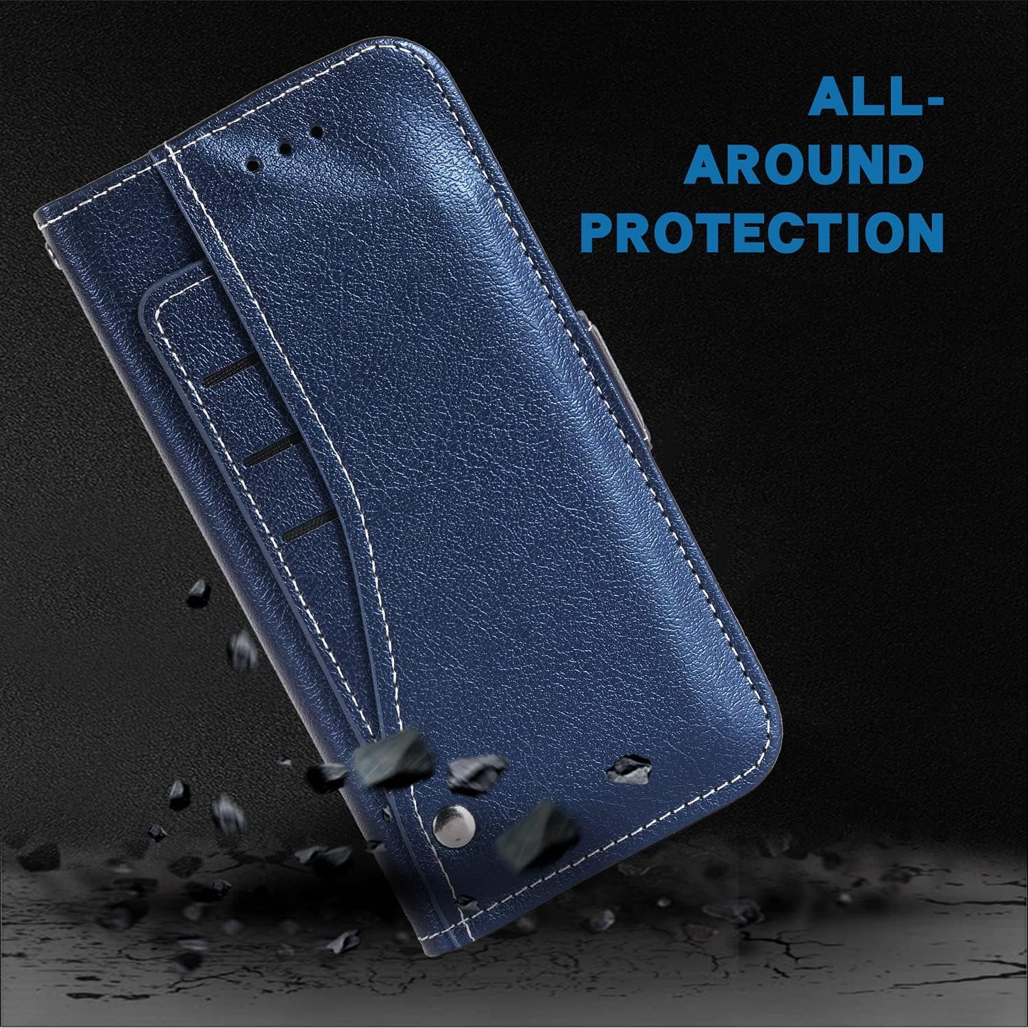 Asuwish Compatible with LG V35 Thinq V30 plus Wallet Case Wrist Strap Lanyard Leather Flip Cover Card Holder Stand Cell Accessories Phone Cases for LGV30 LGV35 LG30 LG35 V30 35 V30+ V30S H931 Blue  Asuwish   