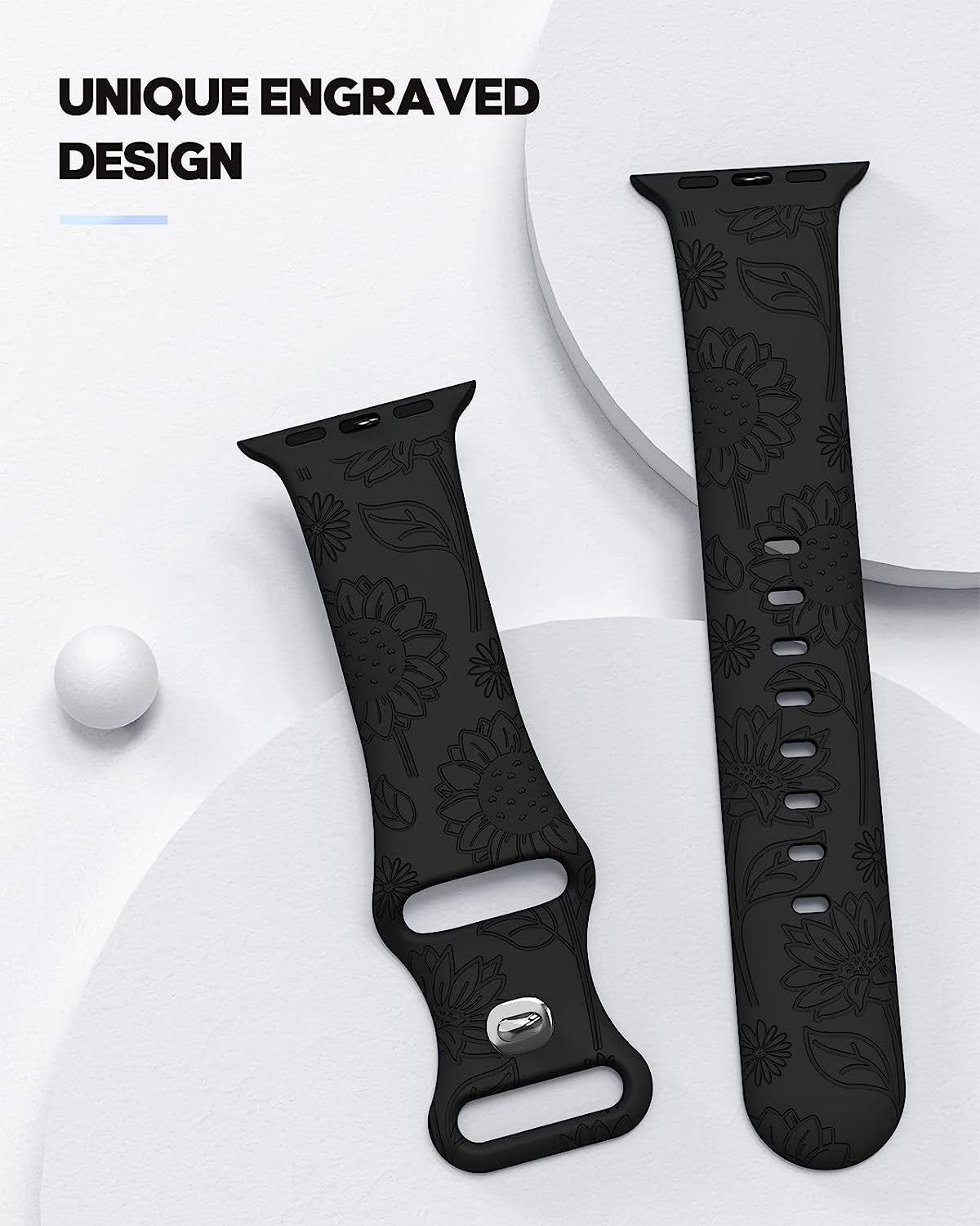 Astorgos 4 Pack Watch Band Compatible with Apple Watch Band 38Mm 40Mm 41Mm, Apple Watch SE, SE2 Series 8/7/6/5/4/3/2/1, Engraved Sport Silicone Strap Replacement Wristband  Astorgos   