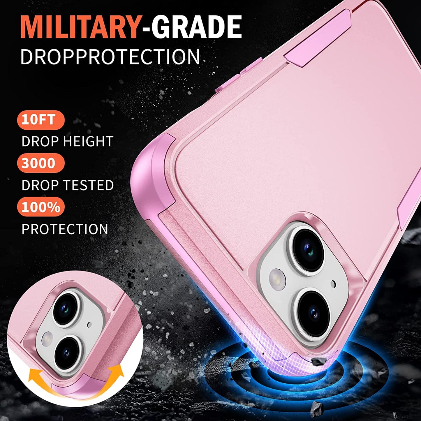 Ezanmull for Iphone 14 Case, [Shockproof] [Dropproof] [Full-Body] [2+Tempered Glass Screen Protector + 2+Tempered Camera Lens Protector] Heavy Duty Protection Phone Case for Apple Iphone 14 (Pink)  Ezanmull   
