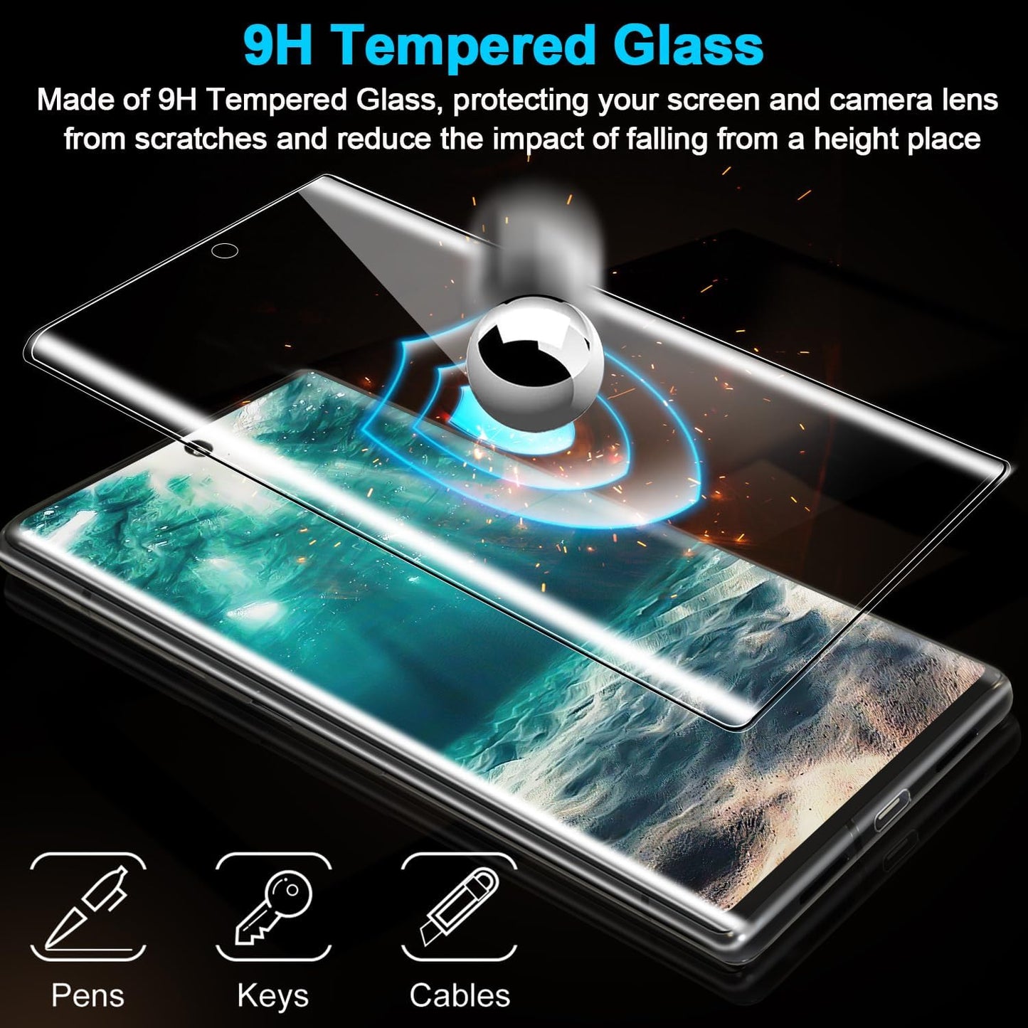 [2+2 Pack] Galaxy S21 Ultra Screen Protector, 9H Tempered Glass, Ultrasonic Fingerprint Support, 3D Curved,Hd Clear Scratch Resistant for Samsung Galaxy S21 Ultra 5G Glass Screen Protector  Samcorn   