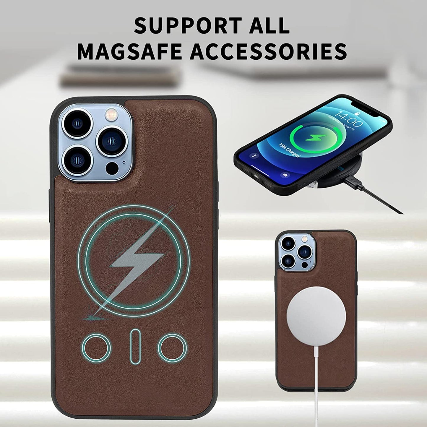 SONVICTY LIFE [2 in 1] Magnetic Wallet Case for Iphone 13 Pro Max, 6.7" TPU Leather Magsafe Case with Removable Wallet Card Holder, Compatible with Magsafe Accessories & Charging,Brown  SONVICTY LIFE   