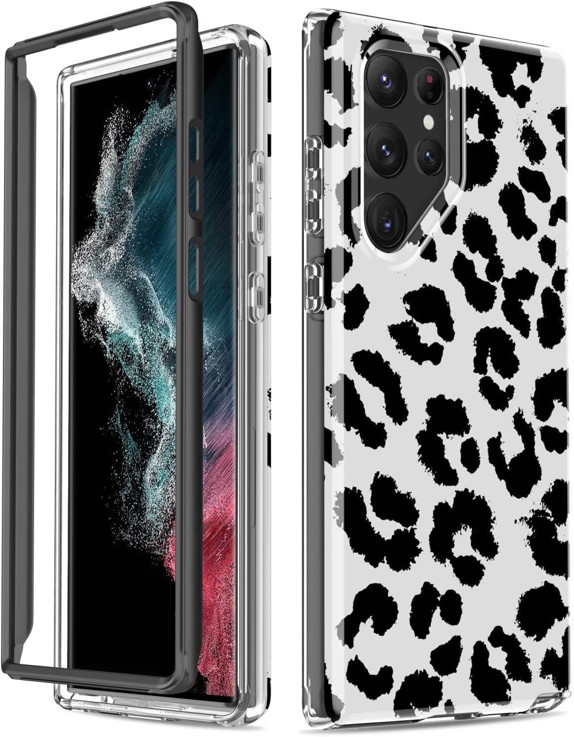 SEXYMOM for Samsung Galaxy S22 Ultra Case,Military Grade Durable Shockproof Cover with Fashion Designs for Women Girls,Slim Fit Protective Phone Case for Galaxy S22 Ultra 6.8" Fanstic Rainbow  SEXYMOM Black Leopard  