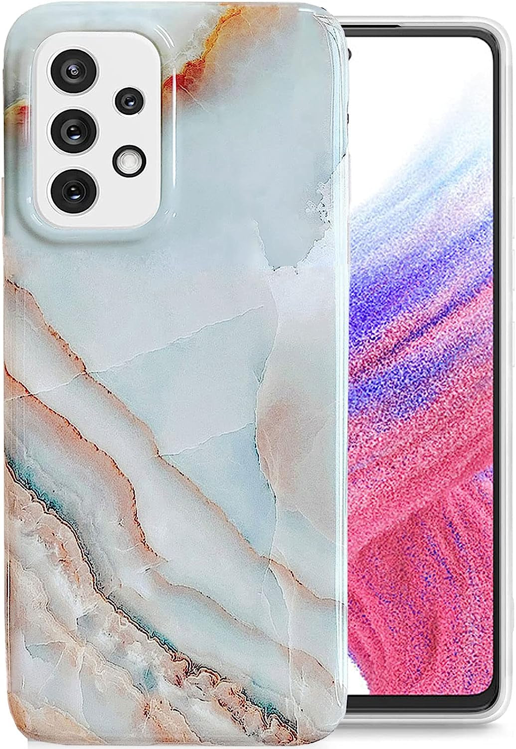 J.West Galaxy A53 5G Case 6.5-Inch, Grey Marble Print Pattern Design Cute Graphics Stone Slim Protective Sturdy Women Girls Soft Silicone Phone Cases Cover for Samsung Galaxy A53 5G 2022  J.west   