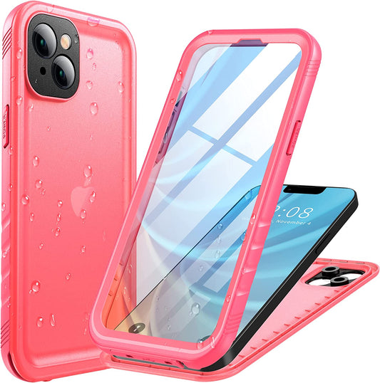 Cozycase Compatible with Iphone 14 plus Waterproof Case - Full Body Shockproof Dustproof Dropproof Built in Screen Protector Rugged Waterproof Case for Iphone 14 plus 6.7 Inch Pink  Cozycase   