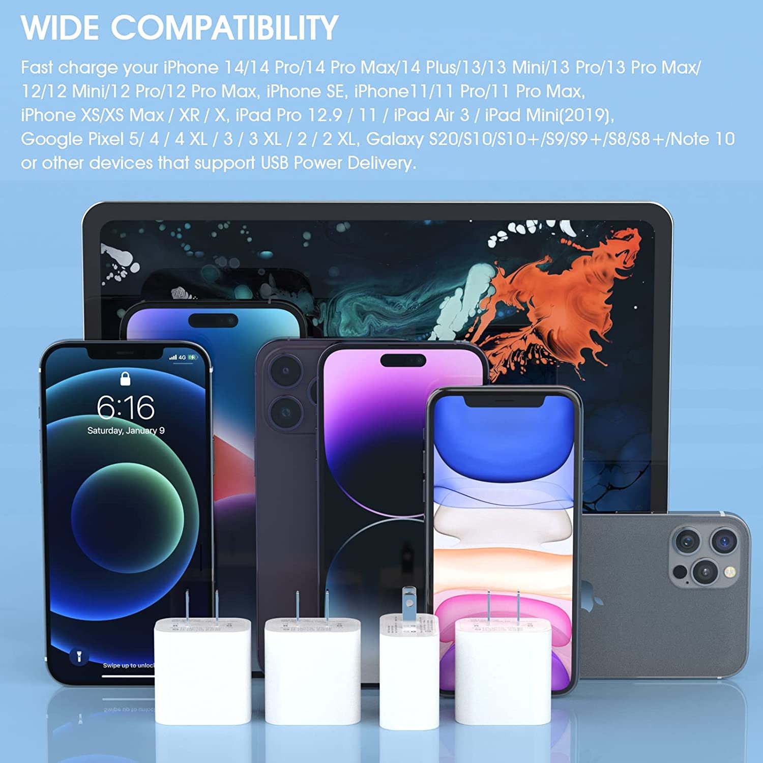 4Pack [Apple Mfi Certified] Iphone Fast Charger, Igenjun 20W USB C Charger Wall Charger Block with PD 3.0, Compact USB C Power Adapter for Iphone 14/14 Pro/13, Galaxy, Pixel, Airpods Pro-White  iGENJUN   