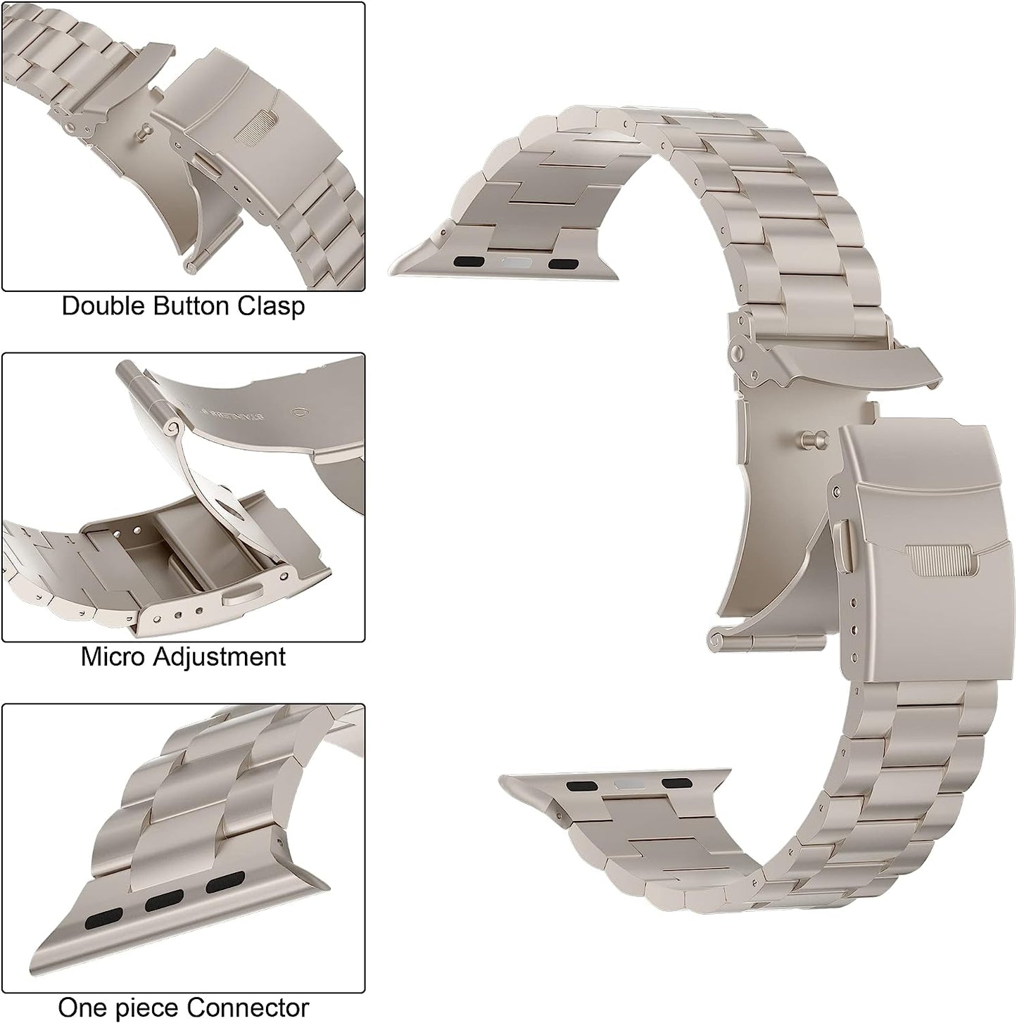 Wolait Titanium Band Compatible with Apple Watch Ultra Band 49Mm 45Mm 44Mm 42Mm, Genuine Titanium Iwatch Band with Double Button Clasp for Women Men  Wolait   