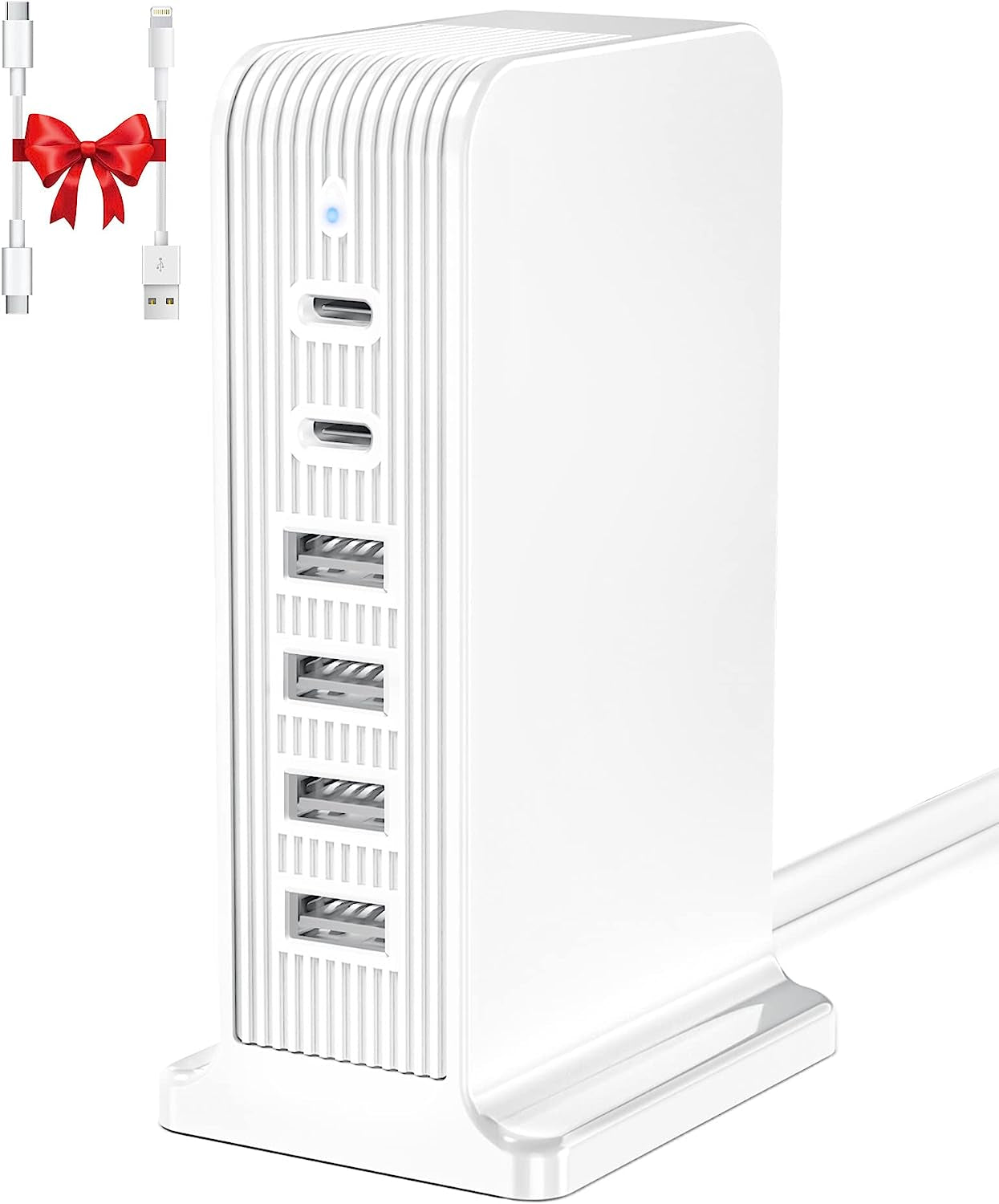USB Charging Station, Ziwodiv 8-Port 60W/12A USB Charger Station, Multi Ports USB-A Charging Hub with LED Display, Compact Desktop Charger for Multiple Devices, Iphone Ipad Samsung Android and Tablet  Shenzhen Ruifeng Microelectronics Co. LTD 40W-White  