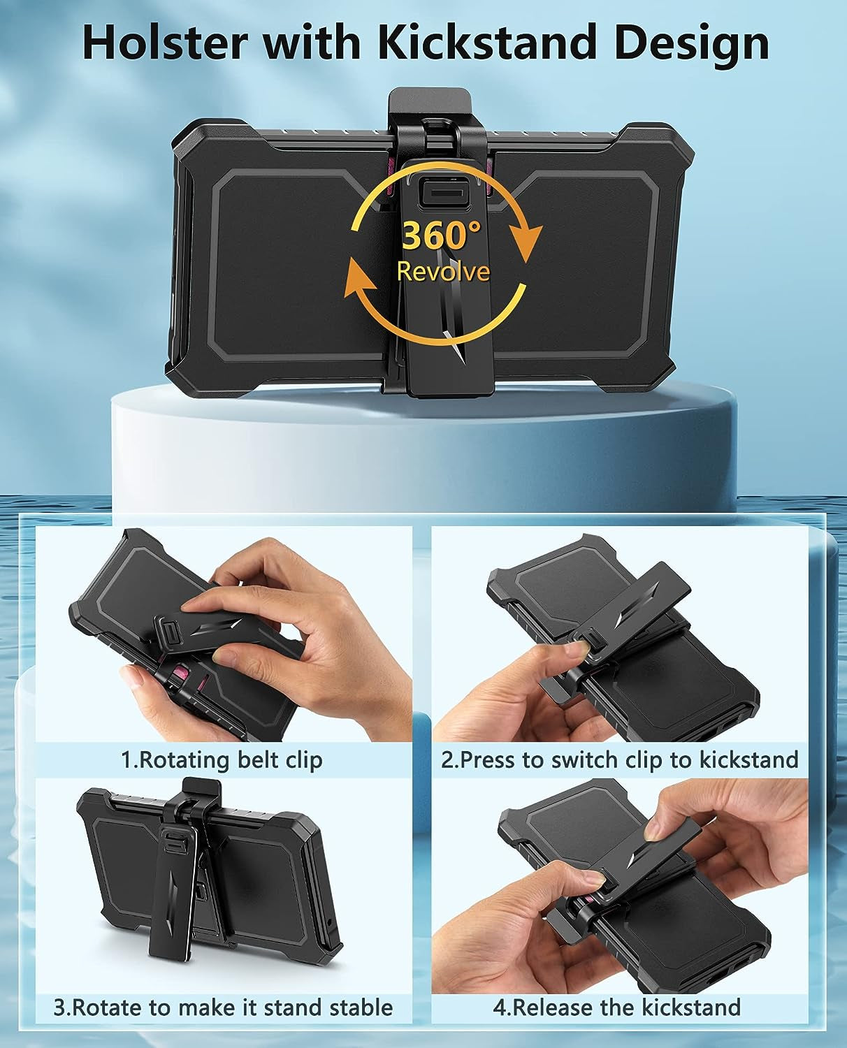 Soios for Samsung Galaxy A53 5G Case: with Built-In Screen Protector & Kickstand | Full-Body Dual Layer Rugged Belt-Clip Holster | Heavy Duty Shockproof Protective Phone Cover - 6.5Inch - Black  SOiOS   