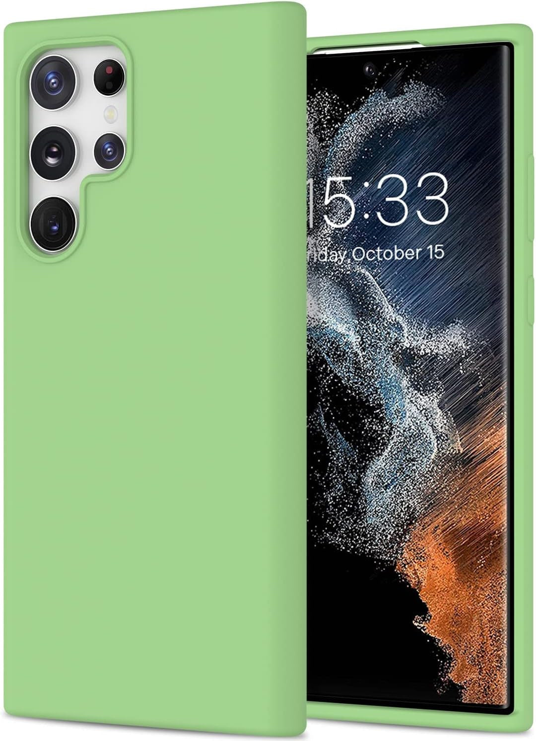 DEENAKIN for Samsung Galaxy S22 Ultra Case Silicone,Silky Smooth Flexible Gel Rubber Bumper Cover with Soft Microfiber Lining Slim Fit Protective Phone Case for Samsung Galaxy S22 Ultra Bright Yellow  DEENAKIN Mint Green Samsung Galaxy S22 Ultra 