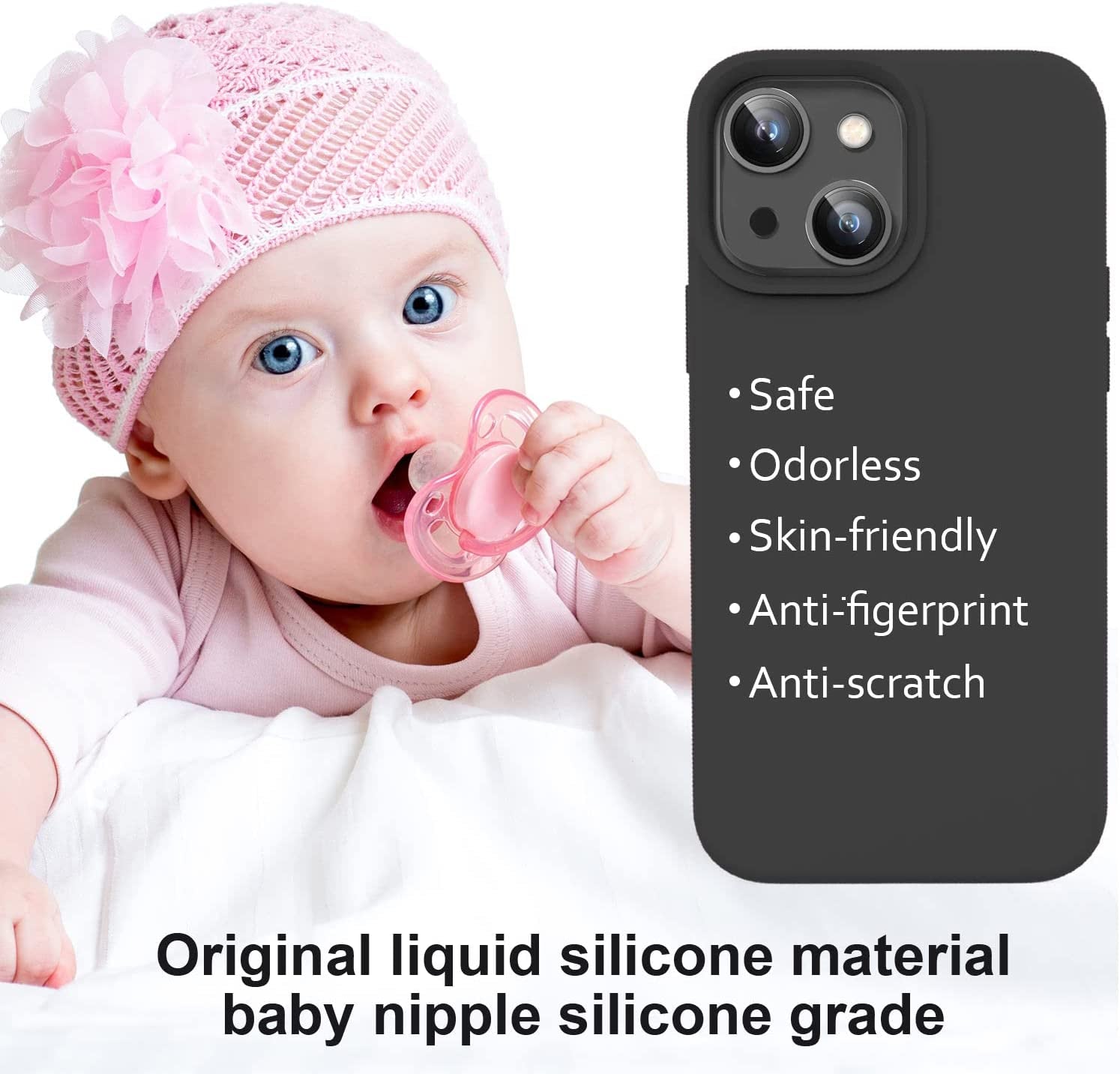 Vooii Compatible with Iphone 14 Case,[Silky Touch Premium Liquid Silicone] [Soft Anti-Scratch Microfiber Lining], Ultra Slim Shockproof Protective Case for Iphone 14 - Black  Vooii   