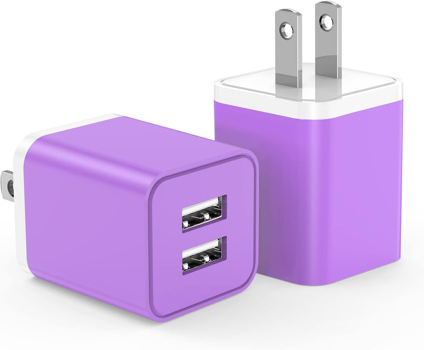 USB Charger 5V 2.4A,Cabepow [2Pack] Dual Port 12W USB Wall Plug,Charger Block Adapter Cube Replacement for Iphone Xs/Xs Max/Xr/X/8/7/6/Plus Ipad Pro/Air/Mini, Galaxy9/8/7(Etl Certified)  Cabepow Purple 2Pack12W 