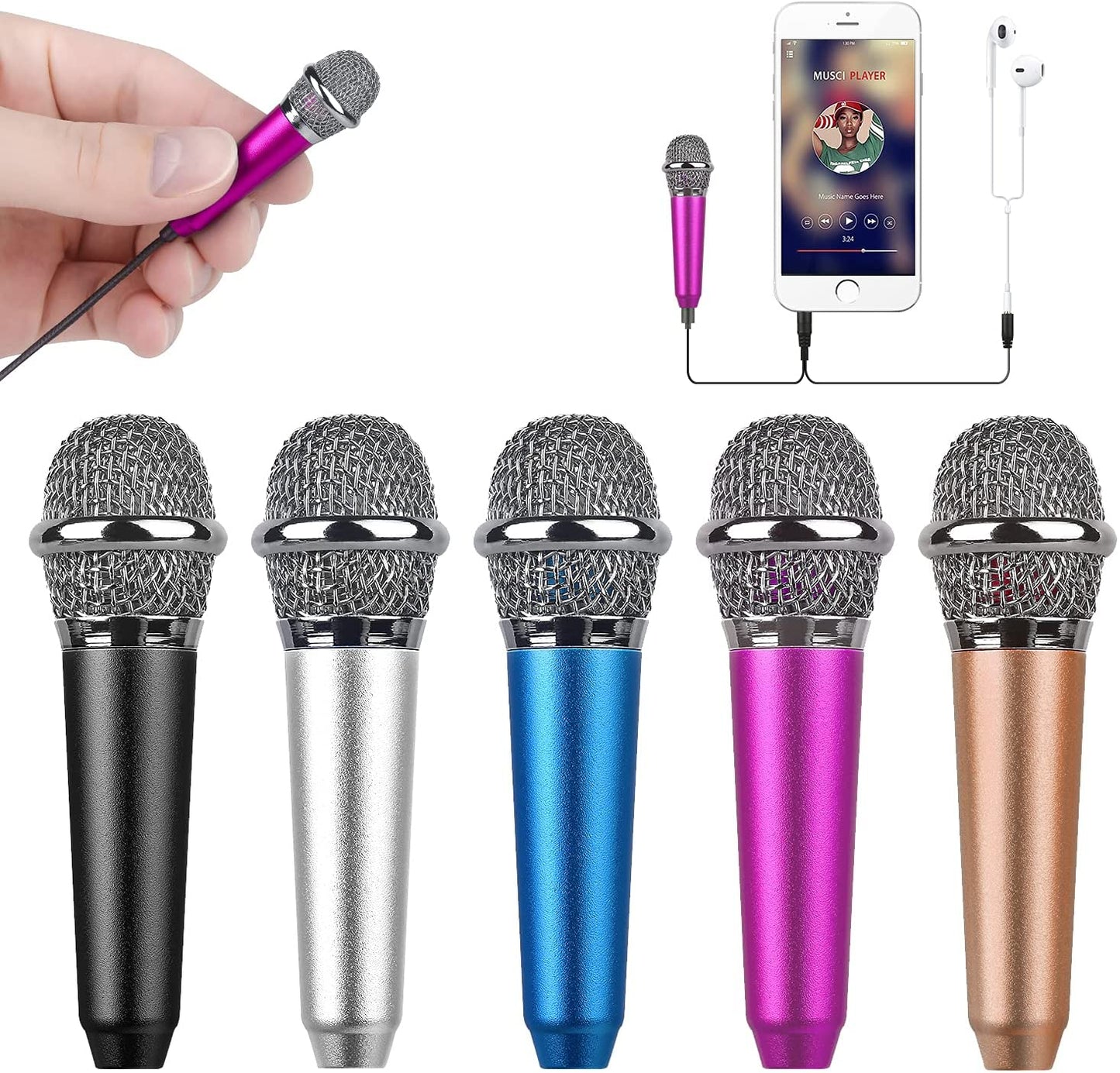 Uniwit Mini Portable Vocal/Instrument Microphone for Mobile Phone Laptop Notebook Apple Iphone Sumsung Android with Holder Clip - Silver  Uniwit Rose Red  