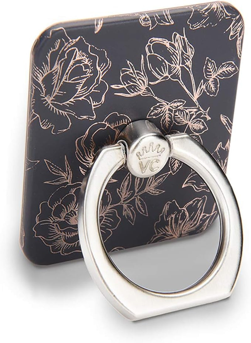 Velvet Caviar Cell Phone Ring Holder - Finger Ring & Stand - Improves Phone Grip Compatible with Iphone, Galaxy and Most Cases (Except Silicone/Leather) - Moonstone Holographic Pink Blue Marble  Velvet Caviar Floral Rose Gold  