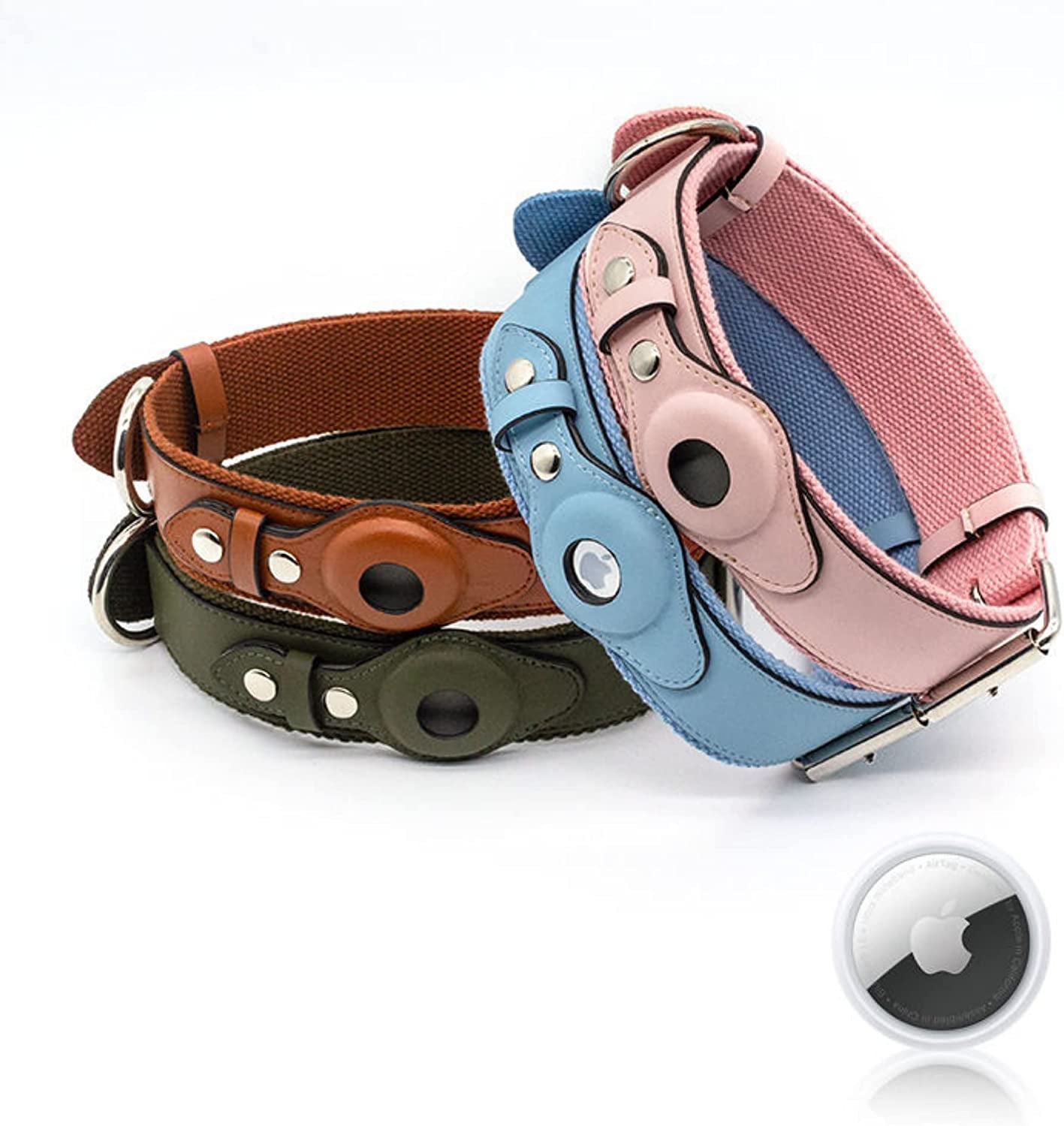 Krazytag Airtag Dog Collar – Premium Soft PU Leather Collar with Built-In Tag Space – Luxurious Airtag Holder for Dogs and Cats – Play-Proof Design (Medium, Black)  KrazyTag   