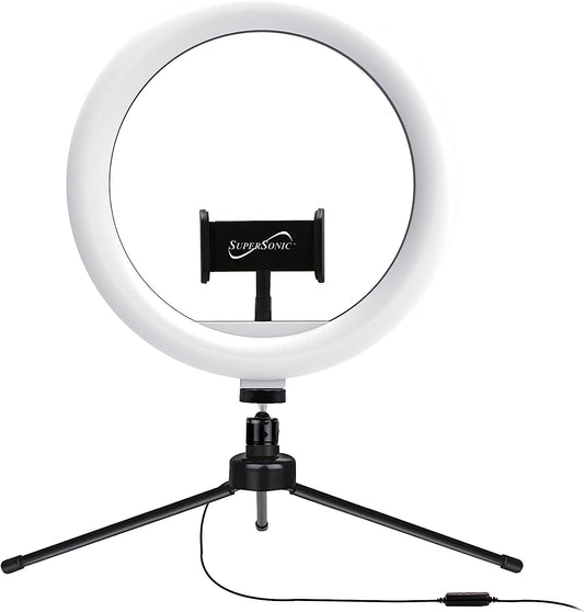 Supersonic SC-1210SR PRO Live Stream 10" LED Selfie Ring Light with Stand and Phone Holder  Supersonic, Inc   