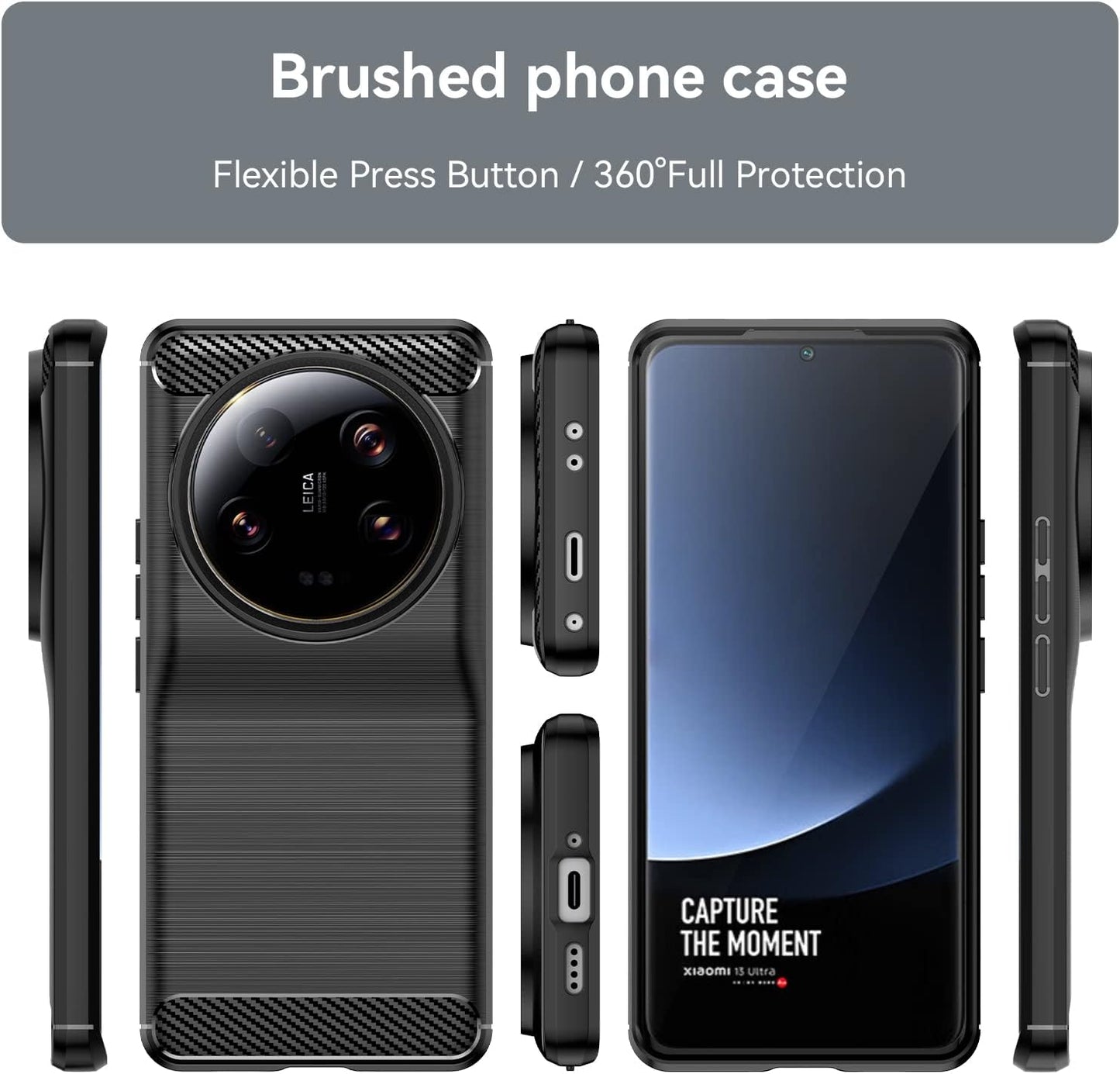 Cruzerlite Case Compatible with Xiaomi Mi 13 Ultra Case, Carbon Fiber Texture Design Cover Anti-Scratch Shock Absorption Made for Xiaomi Mi 13 Ultra Case (2023) (Black)  13 Ultra   
