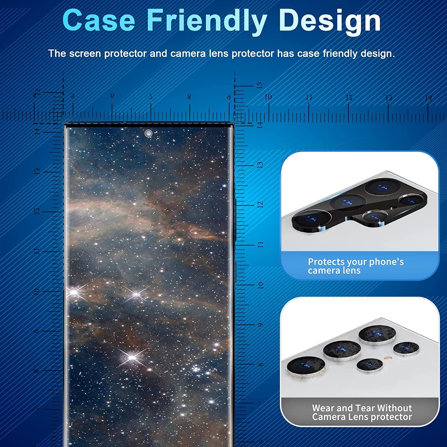 CWQZGUF Galaxy S22 Ultra Screen Protector [2+2 Pack] Camera Lens Protector, Fingerprint Unlock Support, HD Tempered Glass, Touch Sensitive, anti Scratch, for Samsung S22 Ultra 5G Glass Screen Protector  CWQZGUF-3df4gtt   