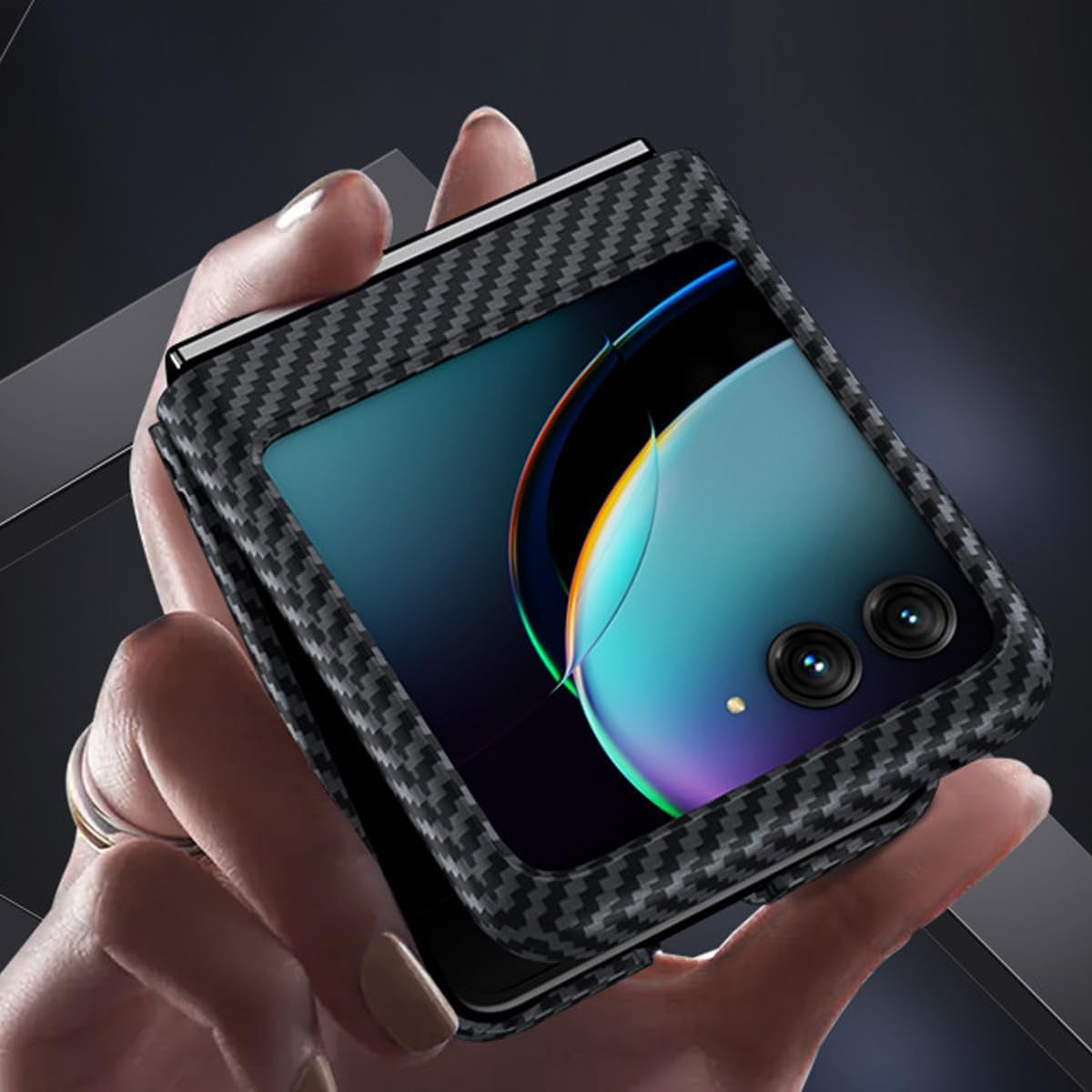 Haeuorey for Motorola Razr plus Case, 100% Aramid Fiber Slim Fit Motorola Razr+ Case, Full Cover Shockproof Slim Phone Protection Case Cover for Moto Razr+ plus 5G (2023) (Black)  Haeuorey   