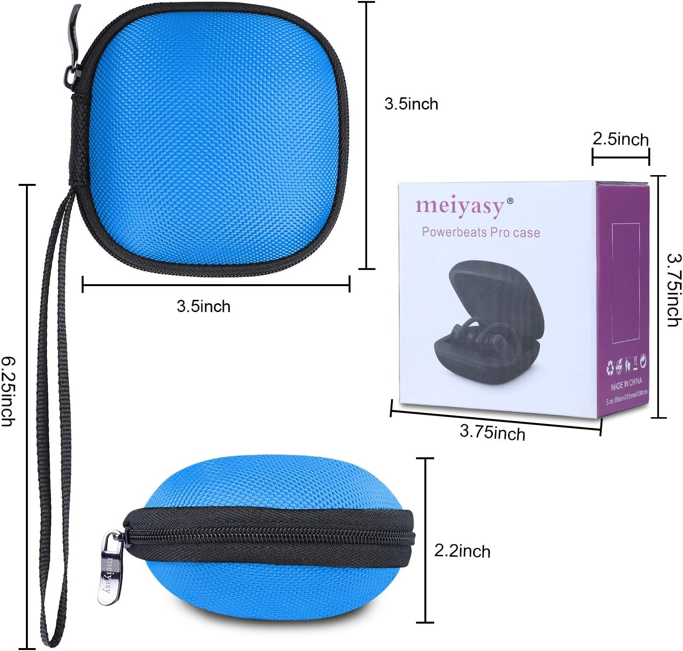 Meiyasy Portable Carrying Case for Powerbeats Pro 2019, 360° Full Body Case, Anti-Lost, of Powerbeats Pro Accessories Case [Without Headphones] (Blue)  meiyasy   