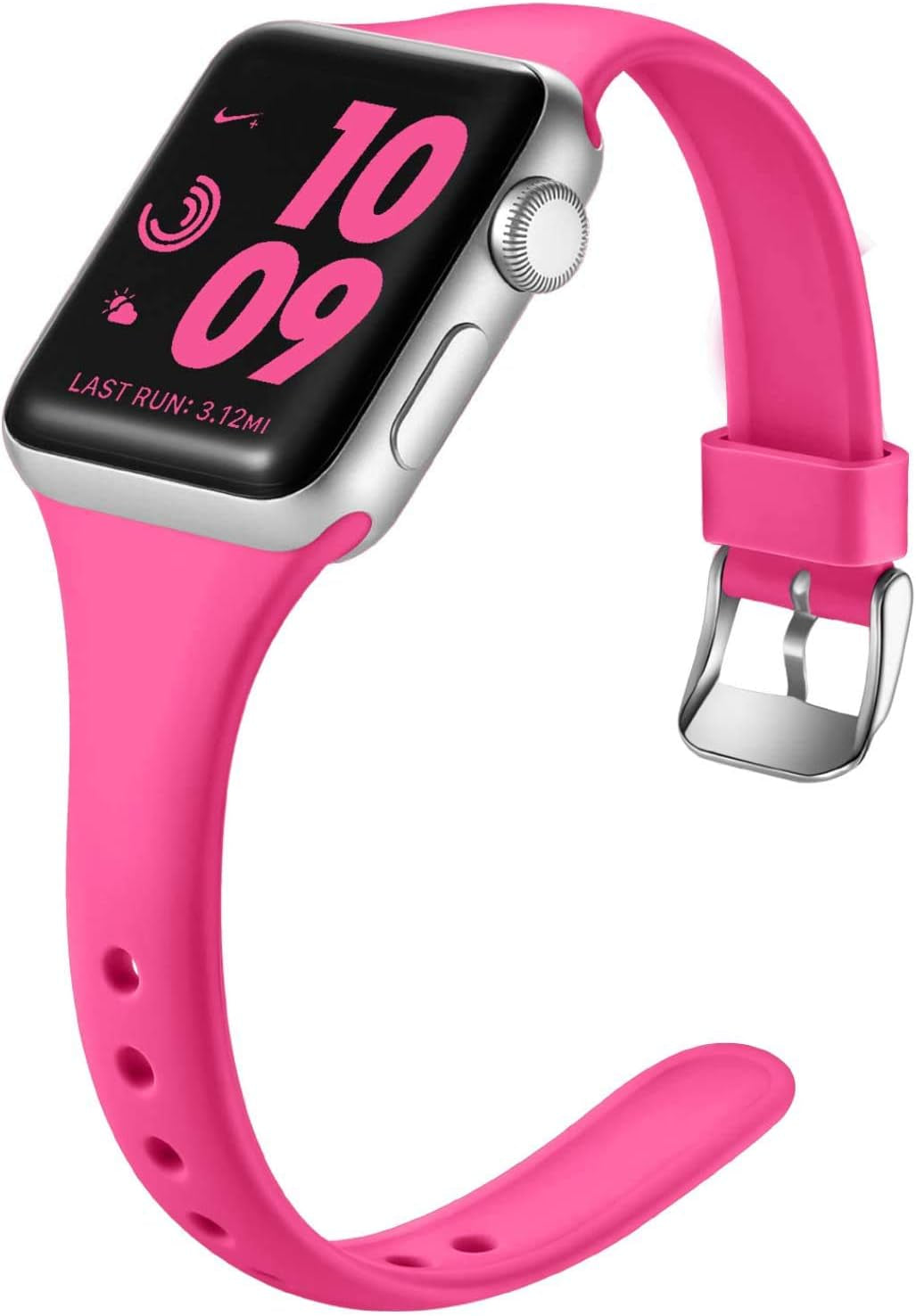 Laffav Slim Band Compatible with Apple Watch 49Mm 45Mm 44Mm 42Mm Iwatch SE & Ultra & Series 8/7/6/5/4/3/2/1 for Women Men, Black, S/M  Laffav Rose Pink 42mm/44mm/45mm/49mm M/L 