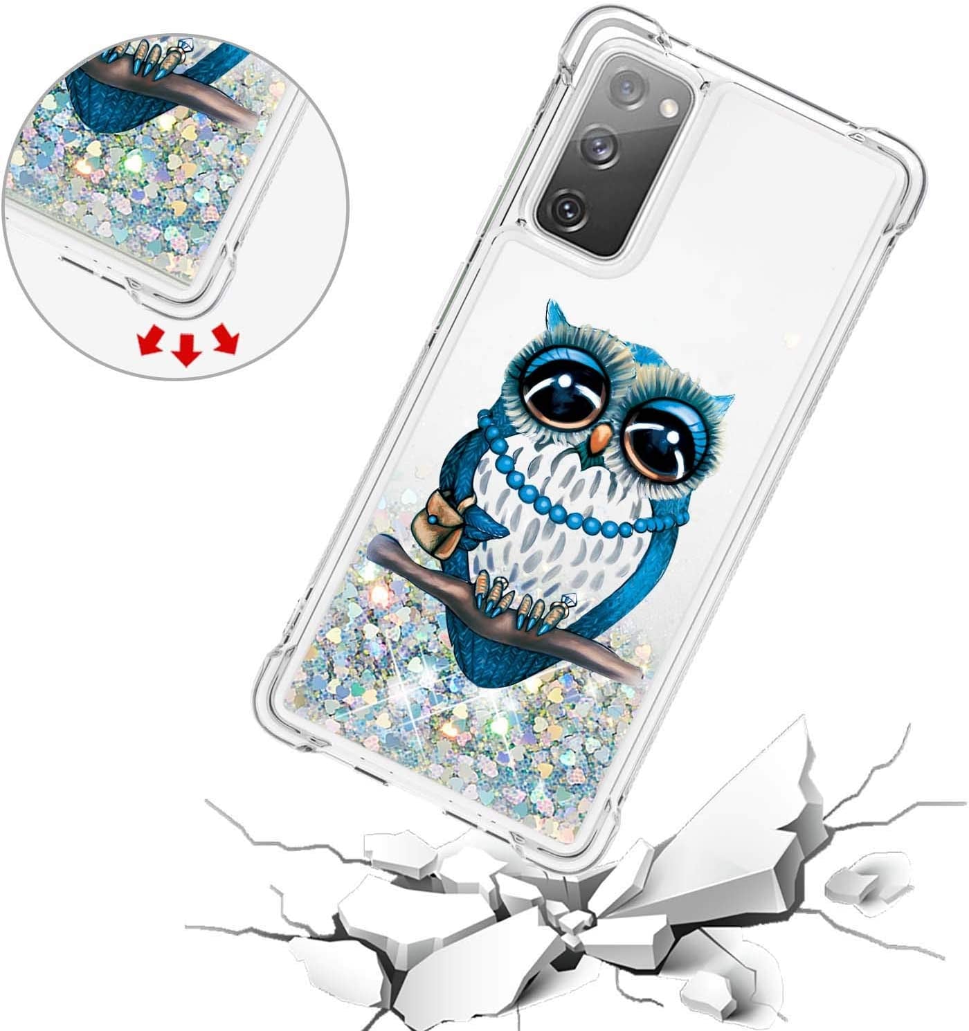 CAIYUNL for Oneplus Nord N200 5G Case with Tempered Glass Screen Protector, Glitter Bling Flowing Liquid Sparkle Women Girls Soft TPU Shockproof Protective Cute Case for Oneplus Nord N200 5G  CAIYUNL   