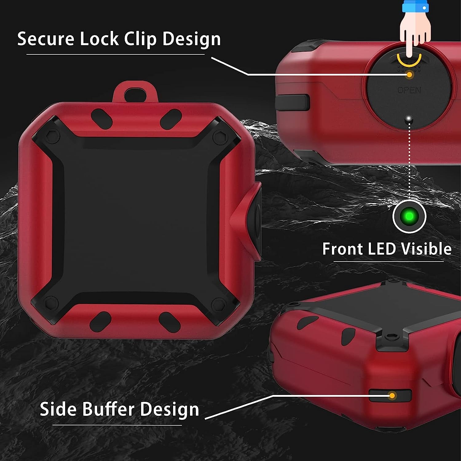 Case for Beats Fit Pro 2021, Secure Lock Cases Compatible with Beats Fit Pro Protective Cover Earbuds Carry Switch Protector with Anti-Lost Carabiner (Red)  AIBEAMER   