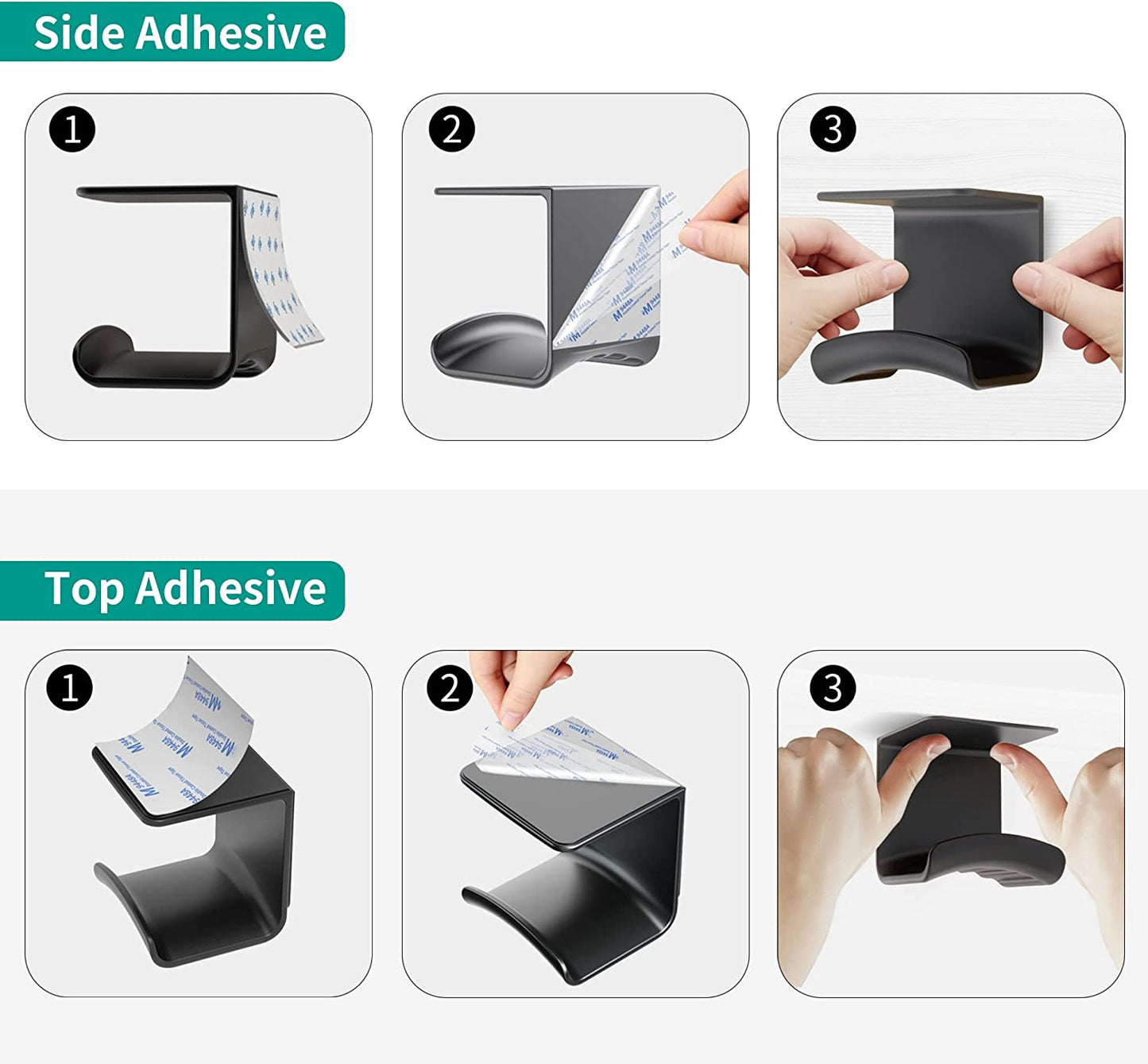 Homemount Headphone Hook under Desk - Headphone Holder under Table, Adhesive Gaming Headphone Stand Hanger Desk Mount for Most Headphone（Black）  HomeMount   