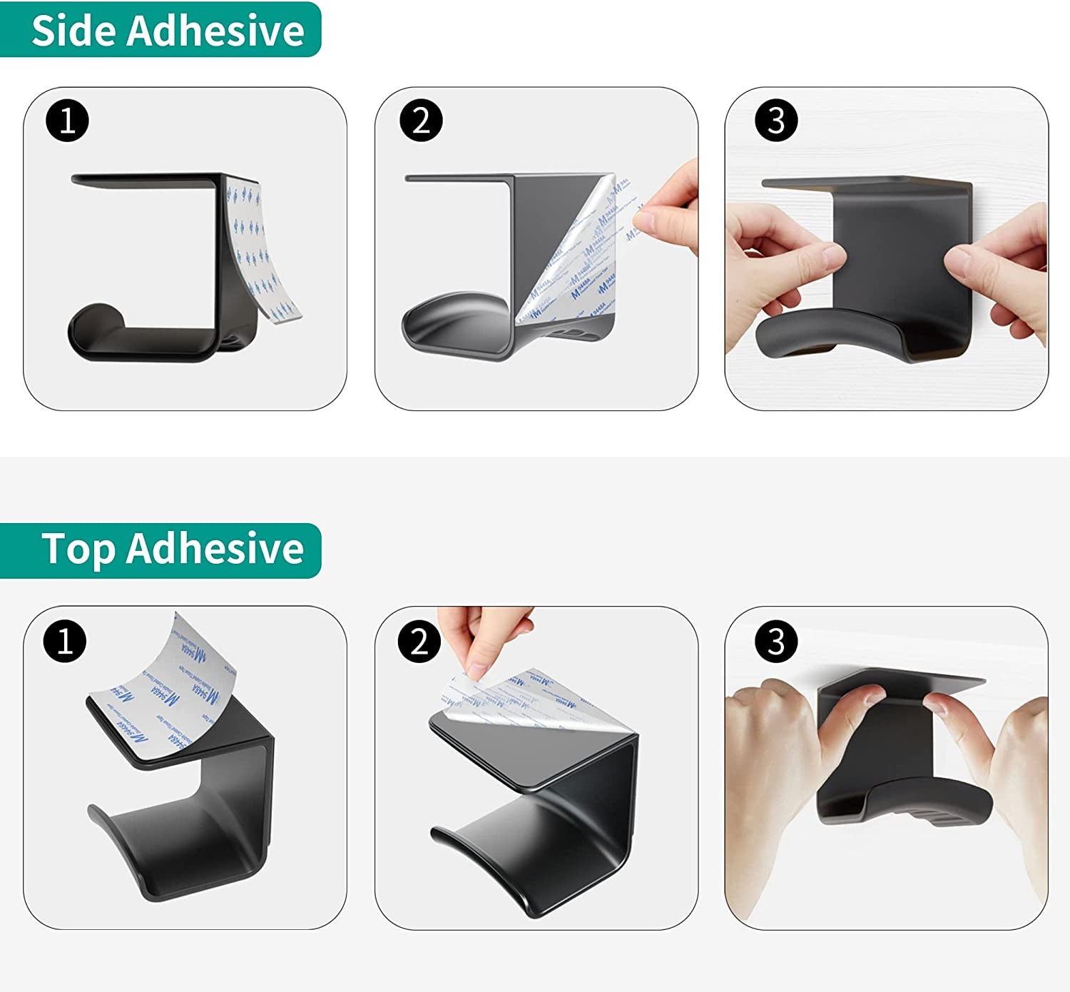 Homemount Headphone Hook under Desk - Headphone Holder under Table, Adhesive Gaming Headphone Stand Hanger Desk Mount for Most Headphone（Black）  HomeMount   