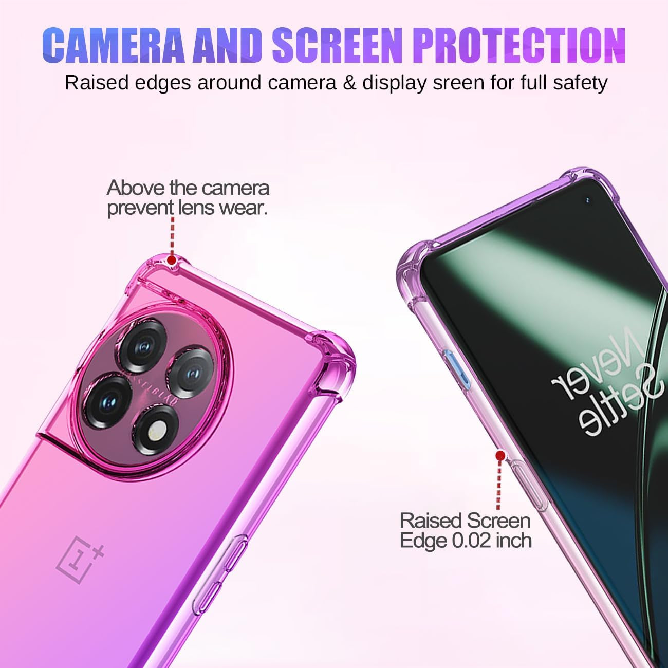 Gufuwo Case for Oneplus 11 Case, One plus 11 5G PHB110 Cute Case Girls Women, Gradient Slim anti Scratch Soft TPU Phone Cover Shockproof Protective Case for Oneplus 11 5G (Pink/Purple)  Gufuwo   