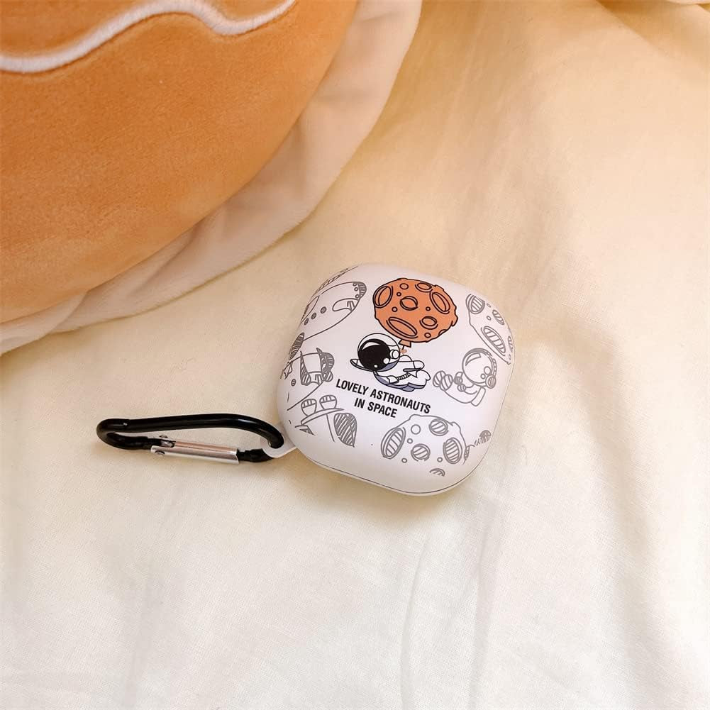 2 Pack Cute Lovely Design Astronaut Style Soft Silicone Protective Case Cover Compatible with Samsung Galaxy Buds 2/Galaxy Buds Pro/Galaxy Buds Live Earphone, Skin Sleeve with Key Chain (Black+White)  DAYJOY   