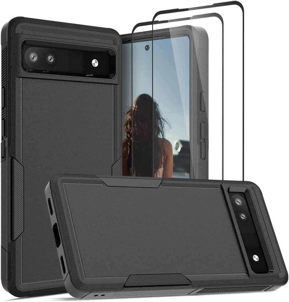 Google Pixel 6A 5G Case, [Military Grade Drop Protection] anti Scratch Matte Sturdy Cover Silicone Bumper Shockproof Slim Fit Durable Cover for Pixel 6A 5G 2022 6.1 Inch, Turquoise  Jeylly Black  