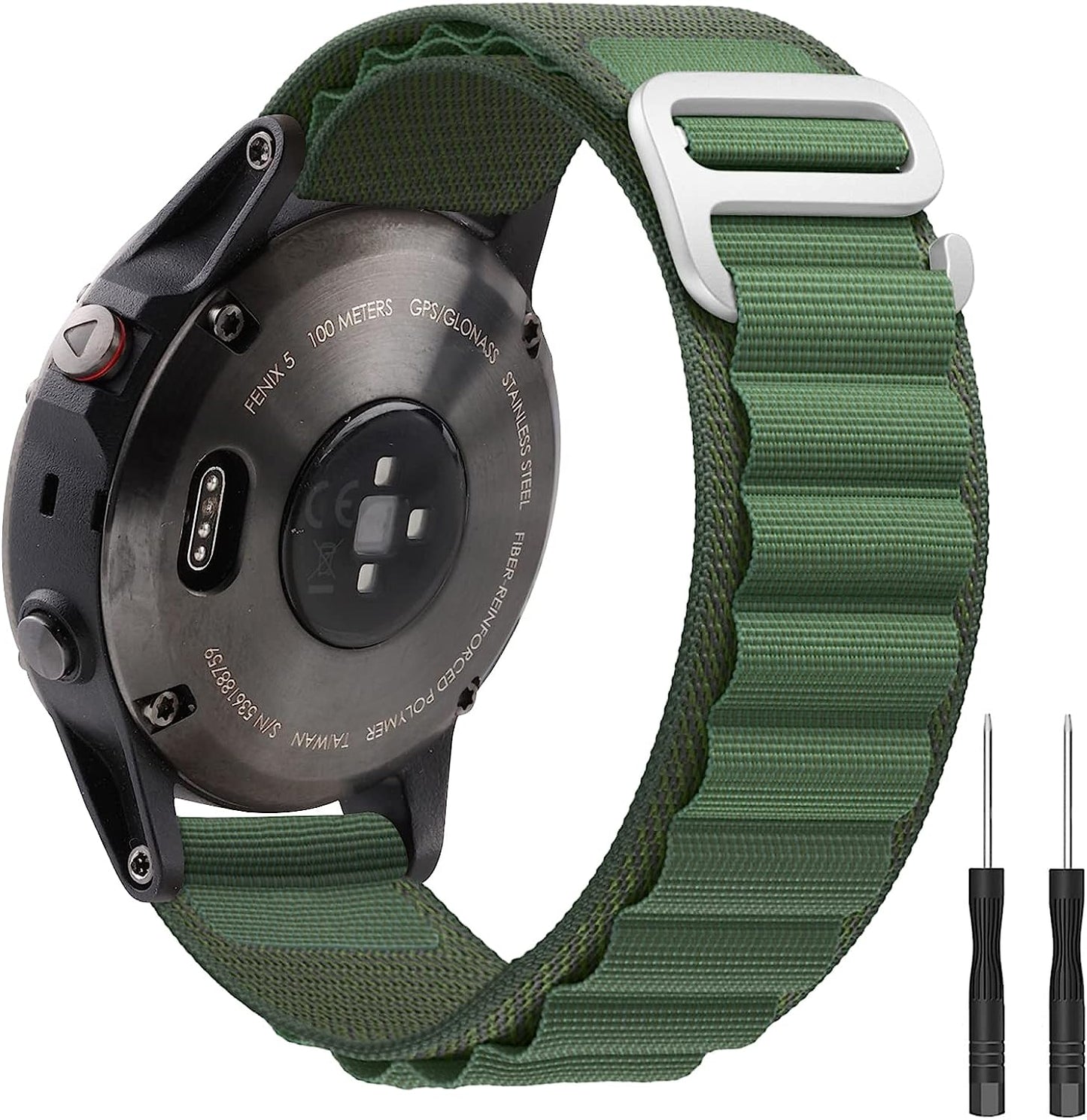 Blackpro Alpine Loop Nylon Strap Compatible Garmin Fenix 6/Fenix 6X Pro/Fenix 5 Watch Band,22Mm Sport Nylon Replacement Watch Bands for Garmin Fenix 6 Pro/Sapphire.  BlackPro ArmGreen  