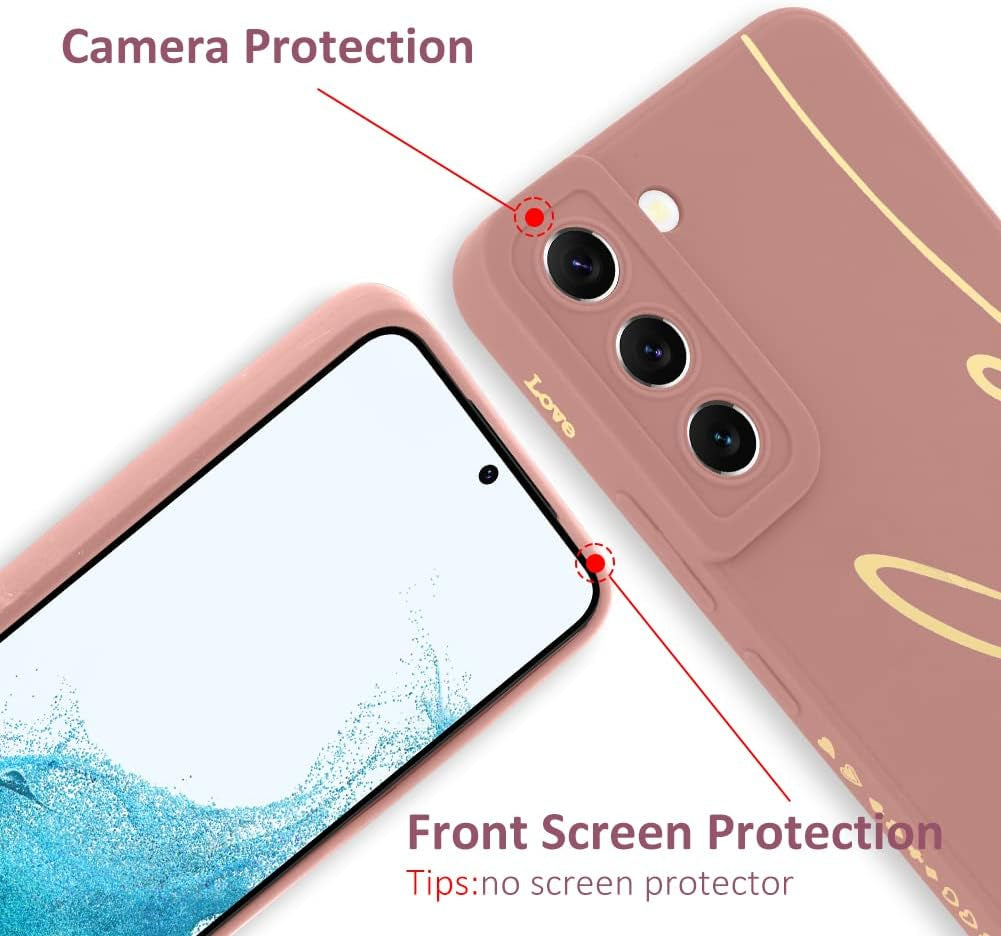 MOWIME for Samsung Galaxy S22 plus Case, Back Cute Plating Love Letter Graphic with Anti-Fall Lens Cameras Cover Protection Soft TPU Shockproof Anti-Fingerprint Phone Cases for Women Girls Men-Pink  MOWIME   