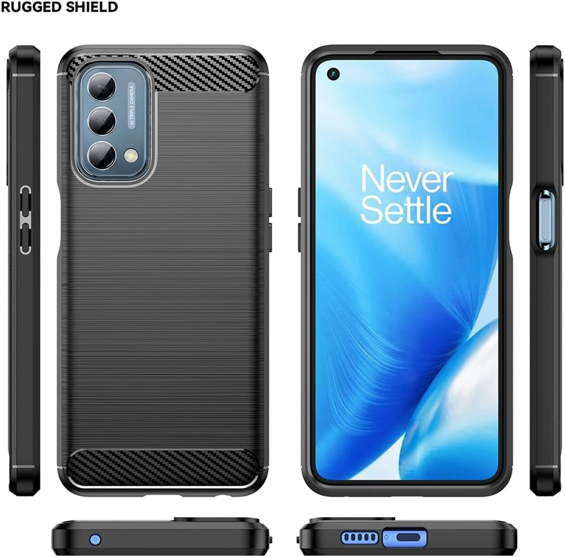 KOARWVC Phone Case for Oneplus Nord N200 5G Case, Oneplus N200 DE2117 Case Carbon Fiber Shockproof Rugged Shield Anti-Scratch Soft TPU Back Cover Protective Cases for Oneplus Nord N200 5G (Black)  KOARWVC   