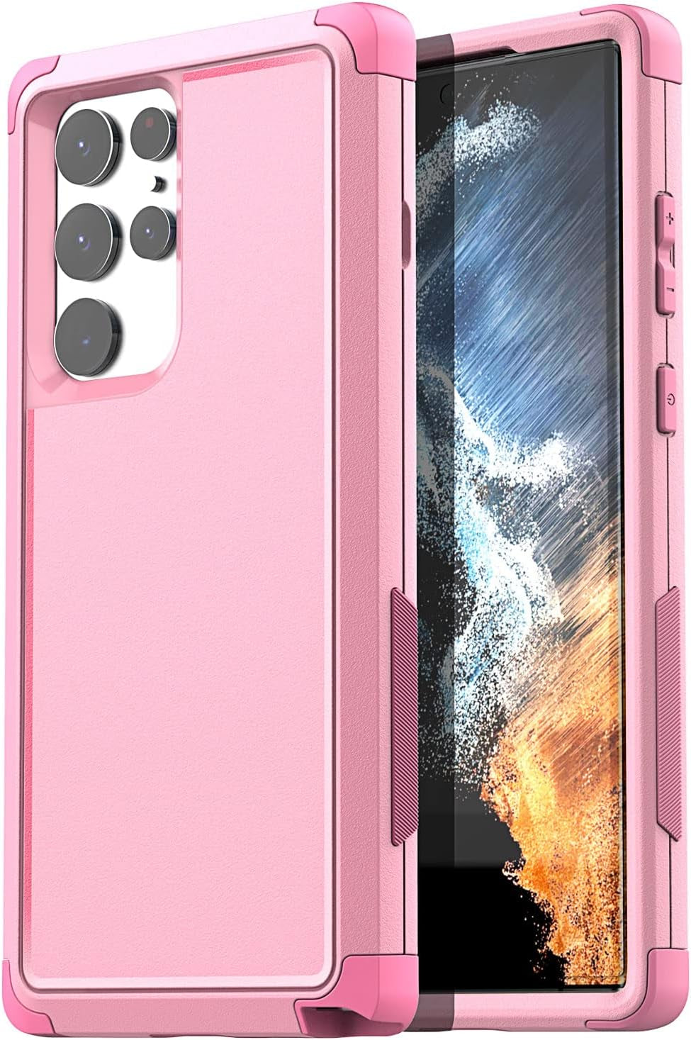 Aicase for Galaxy S22 Ultra Case,Heavy Duty 3-Layer Rugged Pocket-Friendly Phone Case,Durable Military Grade Protection Shockproof/Drop Proof/Dust-Proof Protective Cover for Samsung S22 Ultra 6.8“  AICase Pink Case Only  