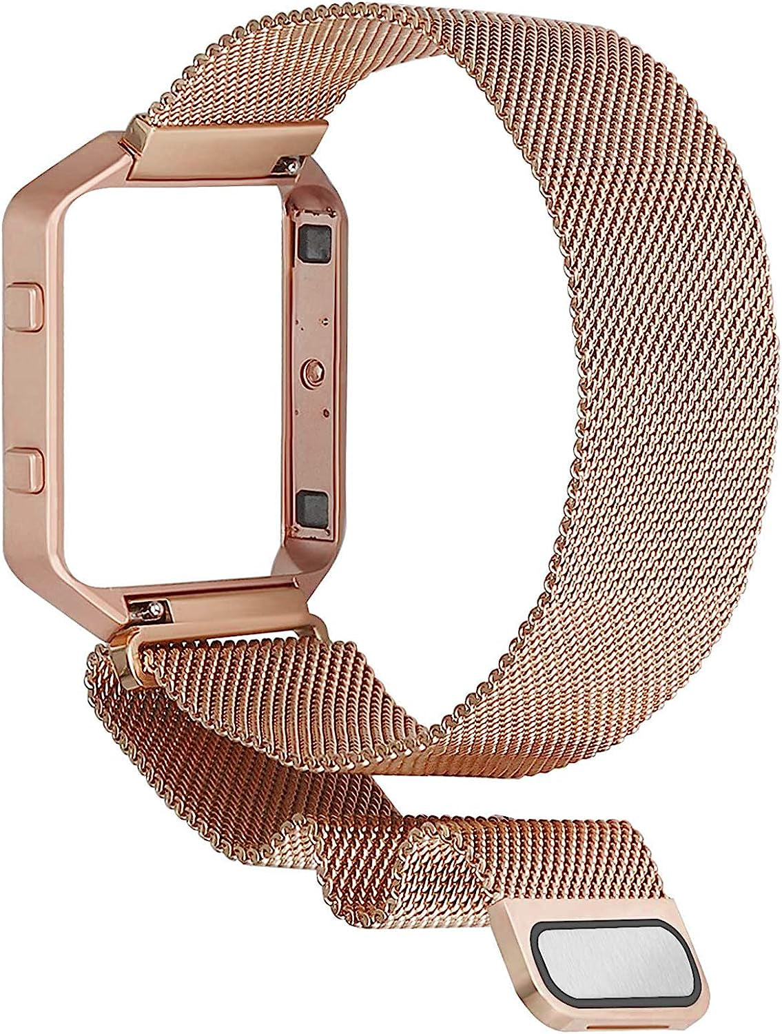 Wongeto Metal Band Compatible with Fitbit Blaze Bands with Metal Frame,Stainless Steel Mesh Loop Adjustable Wristband Replacement Strap for Women Men Compatible with Fitbit Blaze  Wongeto   