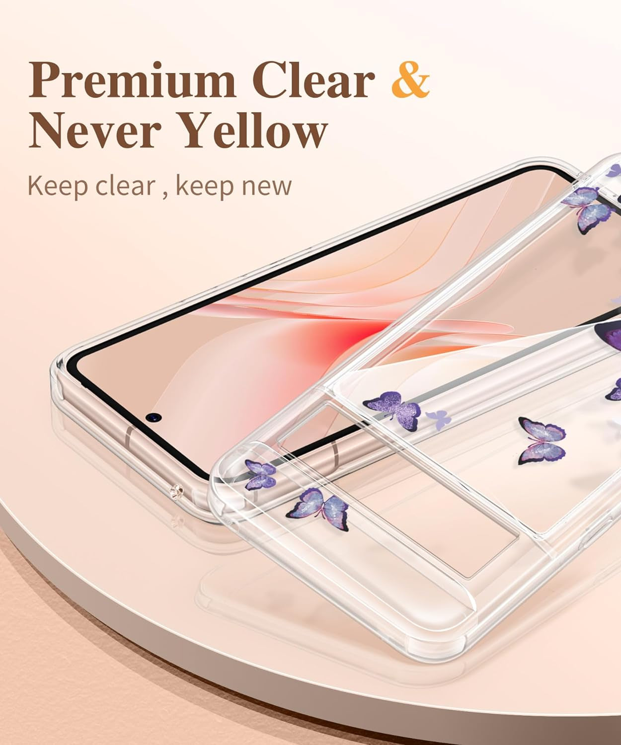 GVIEWIN Compatible with Google Pixel 8 Case with 2X Screen Protector, Clear Floral Slim Shockproof Protective Hard PC+TPU Bumper Flower Women Phone Case Cover 6.2'' 2023 (Alluring Butterfly/Purple)  GVIEWIN   