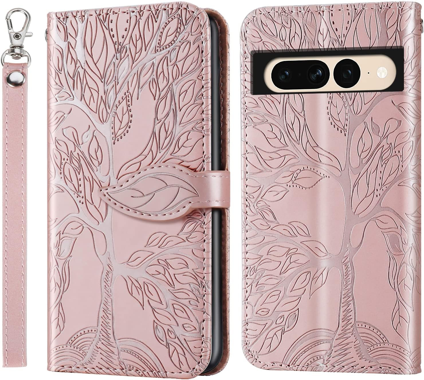 Varohix Google Pixel 6 Wallet Case with Card Holder/Slot,Pu Leather Folio Flip Shell [Kickstand][Magnetic Closure][Wrist Strap] Shockproof Cover Fit Google Pixel 6(6.4''),Brown  Varohix Rose Gold Google Pixel 7 Pro(6.7 Inch) 