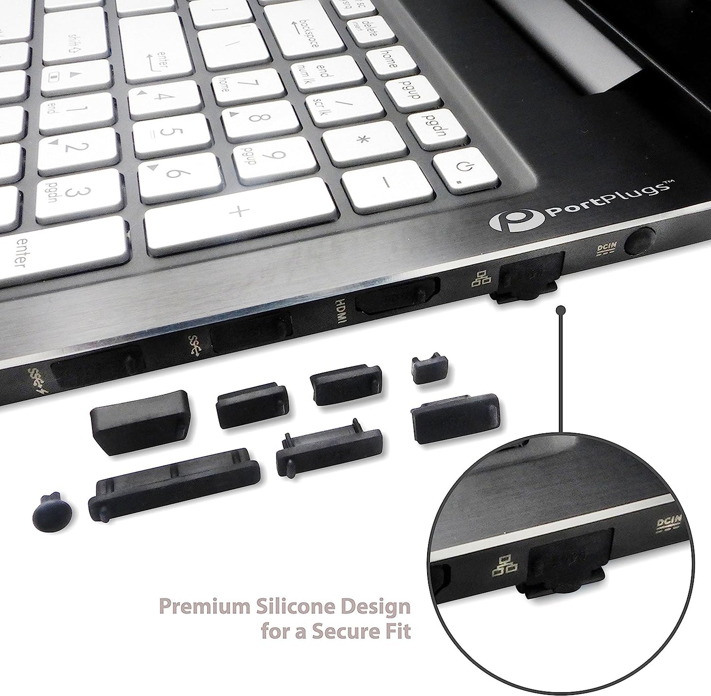 Portplugs - Dust Plugs for PC Laptops (13 Piece Set) - Protect Computer Ports from Dirt, Dust, and Splashes (Black)  PortPlugs   