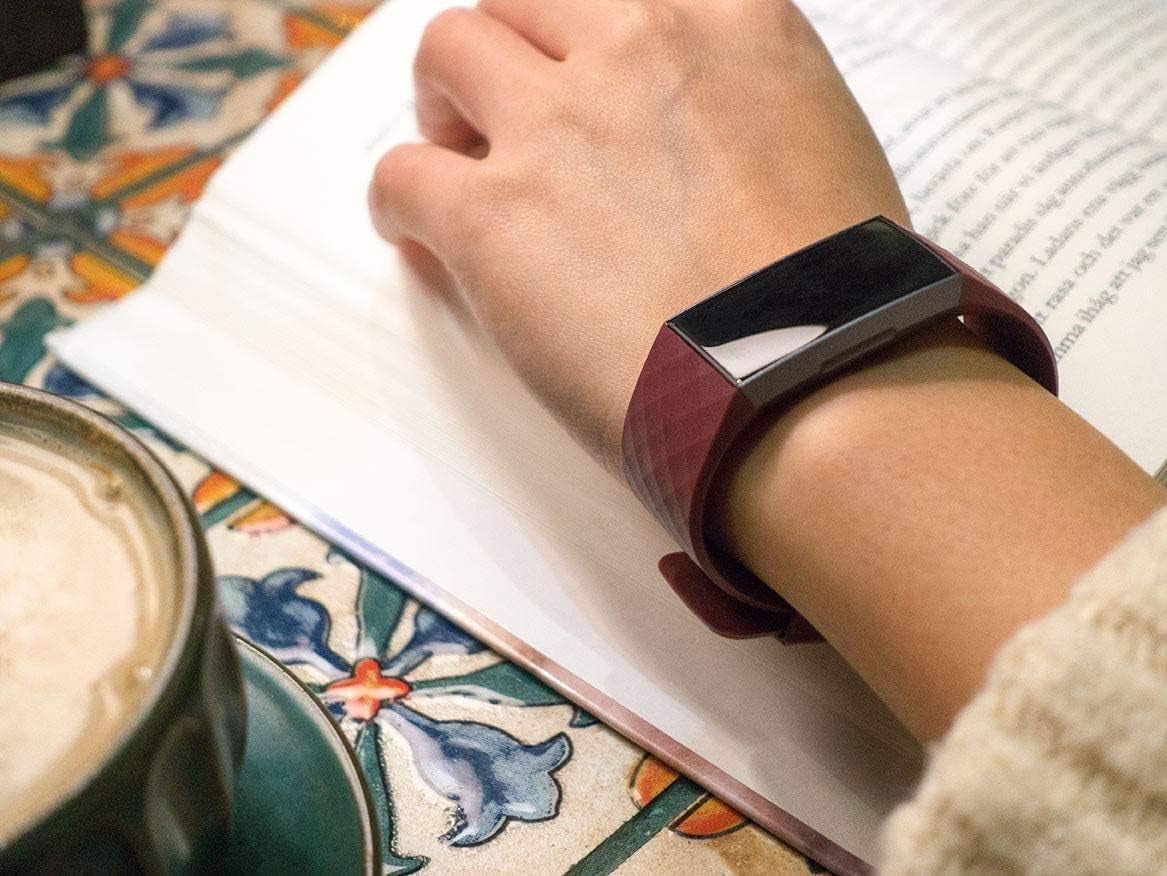 4 Pack Bands for Fitbit Charge 4/ Fitbit Charge 3/ Charge3 SE, Soft Waterproof Replacement Wristbands for Women Men Small Large (Black/Navy/Sangria/White, S: for 5.5"-7.1" Wrist)  Velavior   