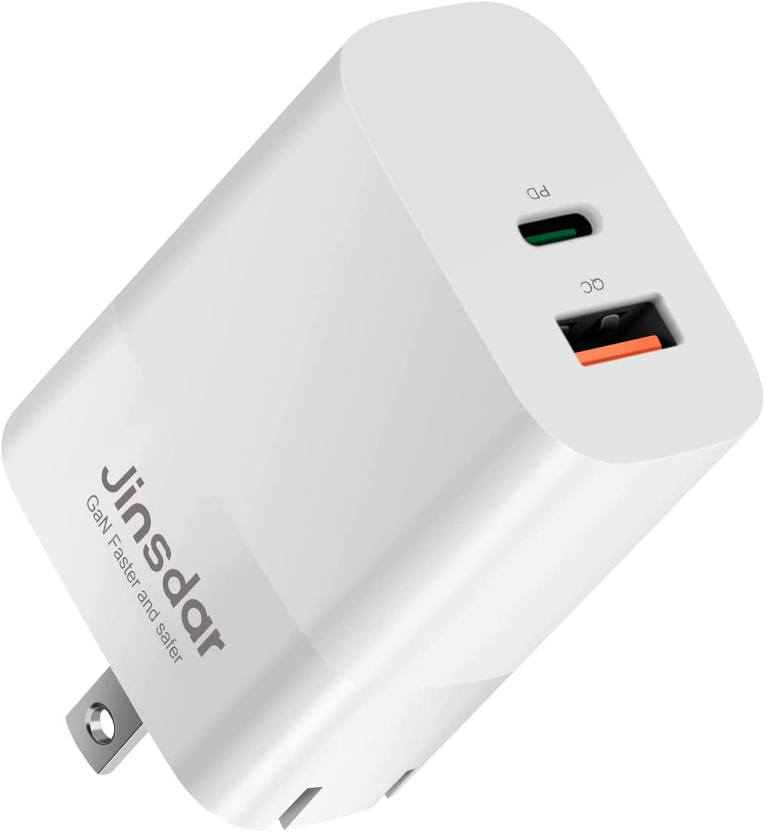 65W USB C Charger Block for Laptop, Jinsdar PD 3.0 PPS Gan Wall Charger Compact Dual Port USB-A and USB-C Fast Charging Power Adapter for Macbook Pro/Air, Samsung Galaxy, HP, Iphone, Pixel  Jinsdar   