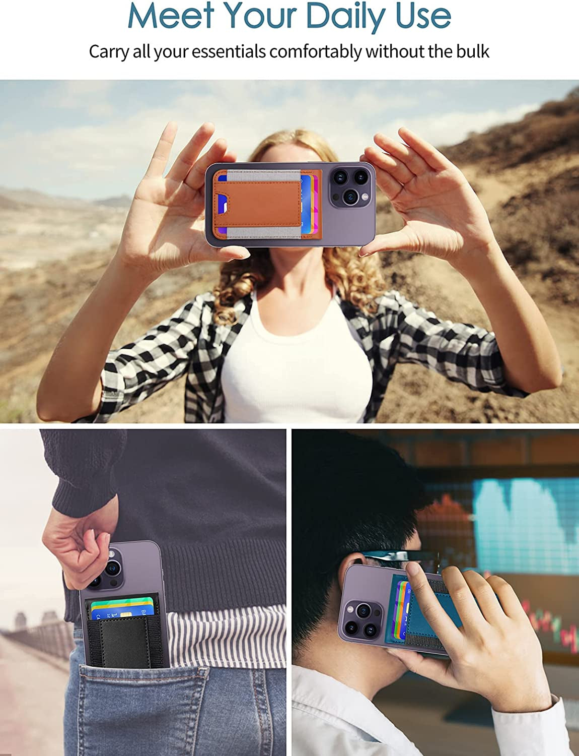 Miroddi Magsafe Wallet Stand - Magnetic Wallet with Adjustable Stand, Magsafe Card Holder for Iphone 14/14 Plus/14 Pro/14 Pro Max and 13/12 Series, Open ID Window, Fits 9 Cards, Vegan Leather, Black  Miroddi   